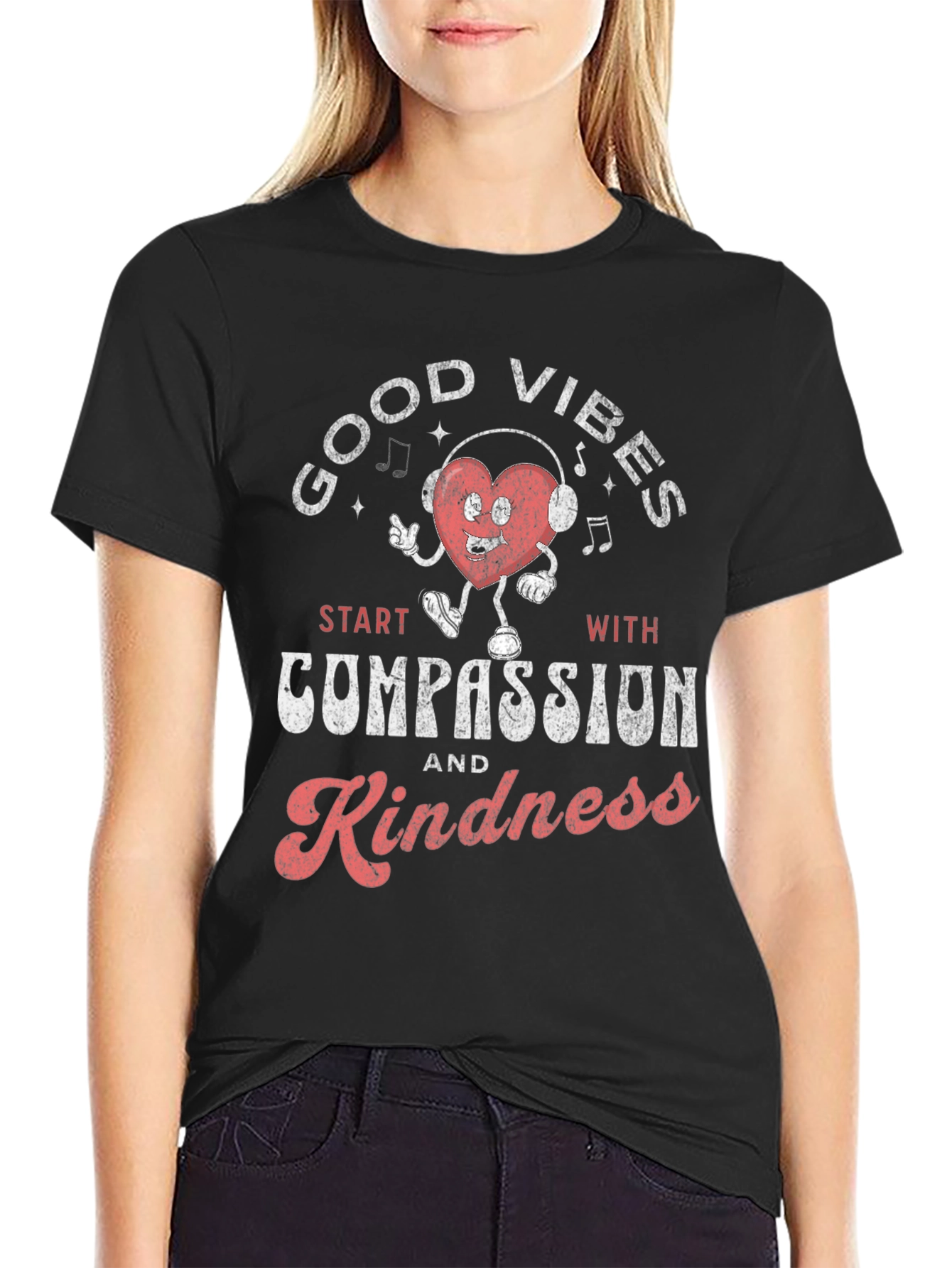 Good Vibes Compassion Kindness Graphic T-Shirt