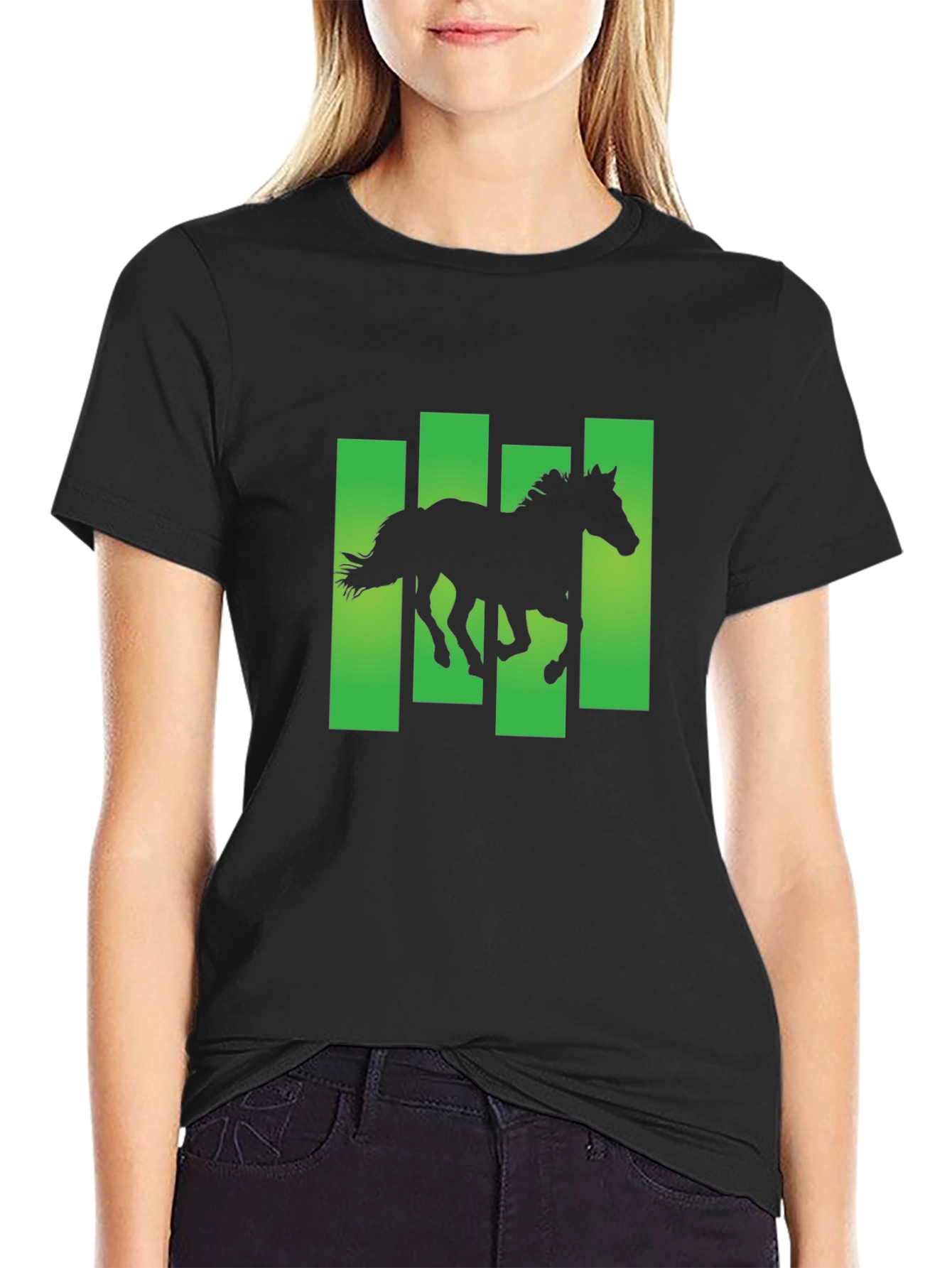 Horse Silhouette Graphic Print T-Shirt