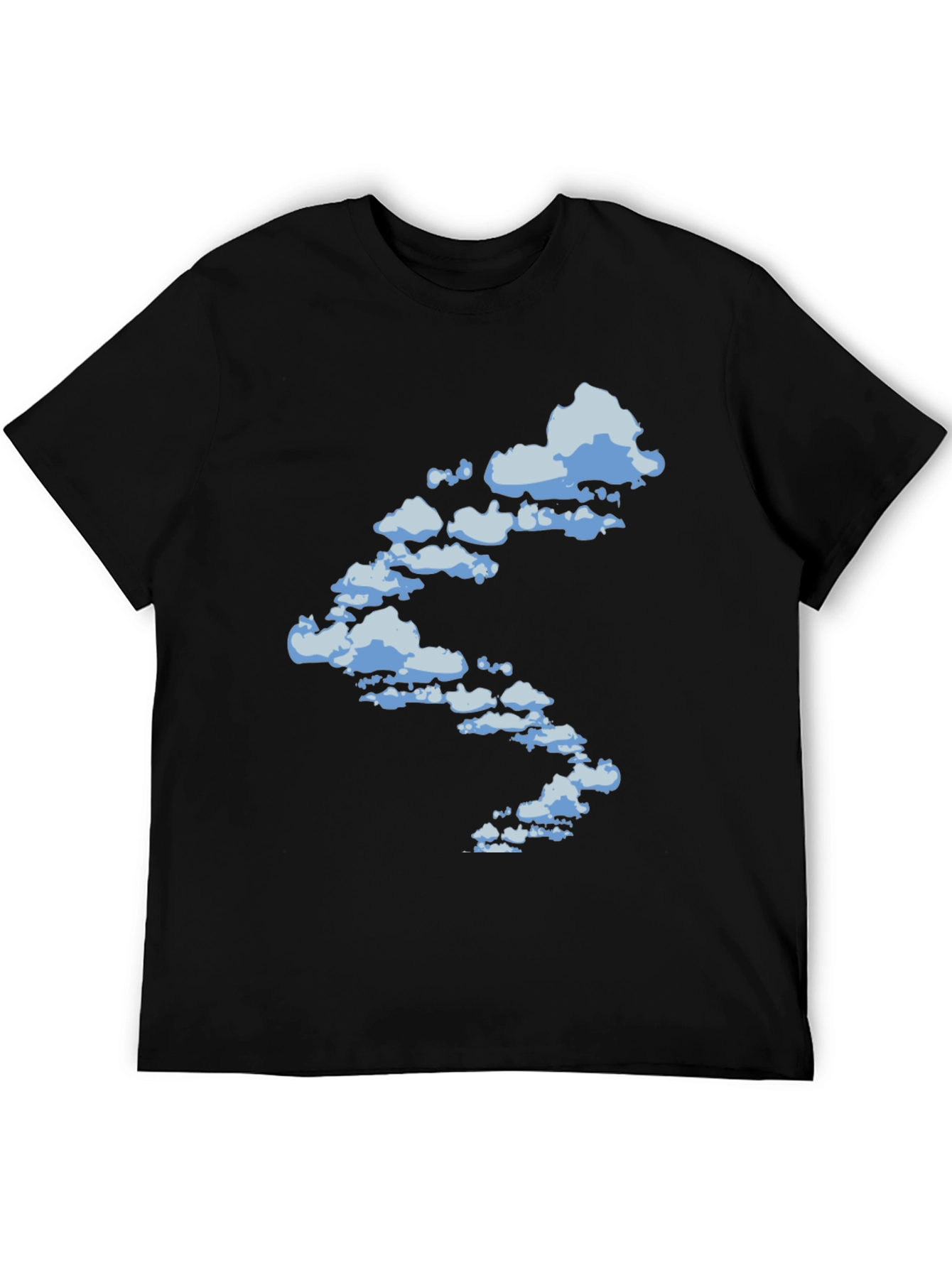 Cloud Print Black Cotton T-Shirt