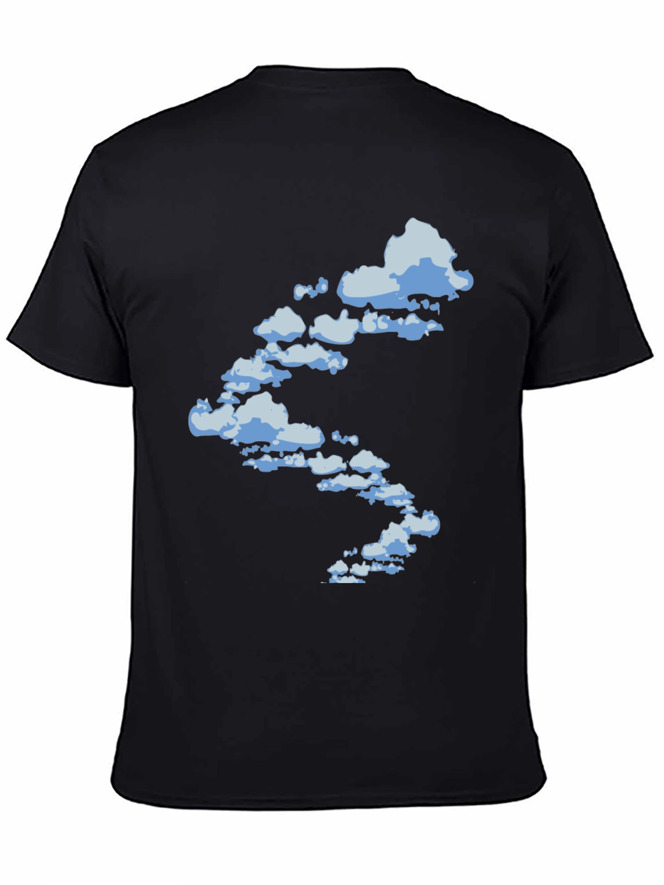 Cloud Print Black Cotton T-Shirt