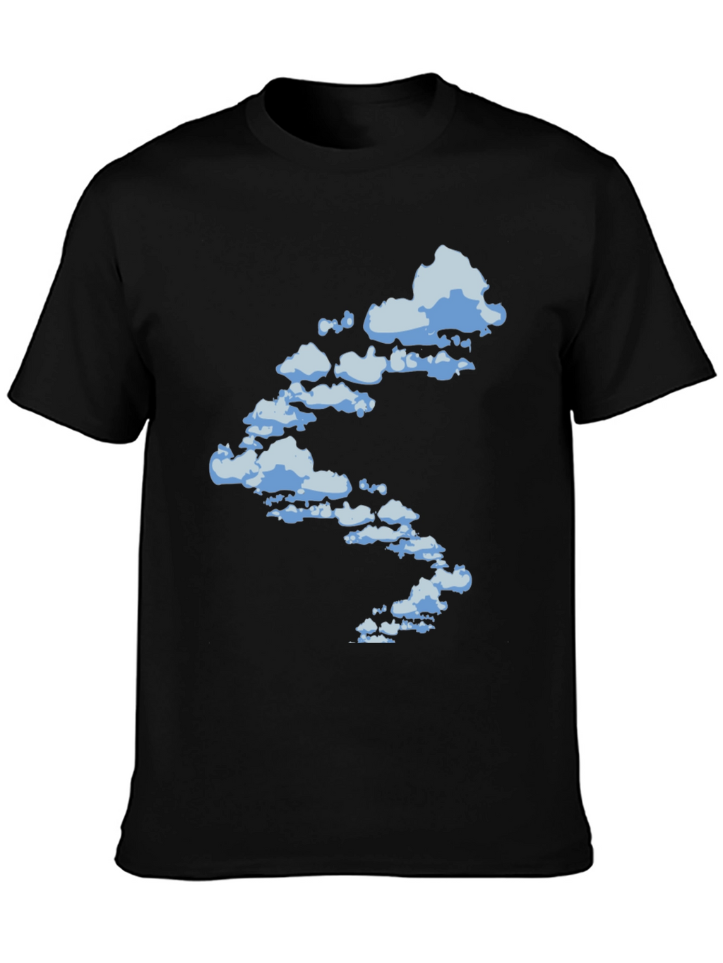 Cloud Print Black Cotton T-Shirt