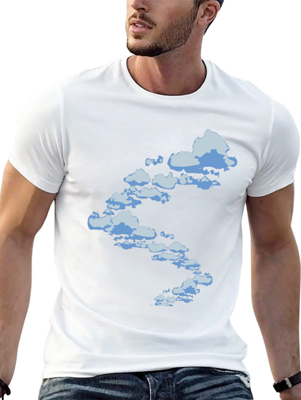 Cloud Print Black Cotton T-Shirt