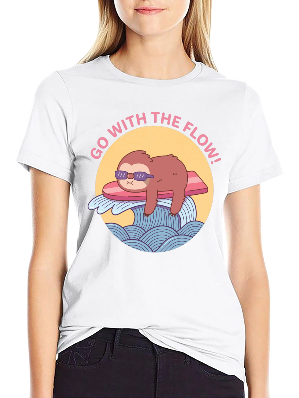Go With The Flow Sloth Graphic Tee