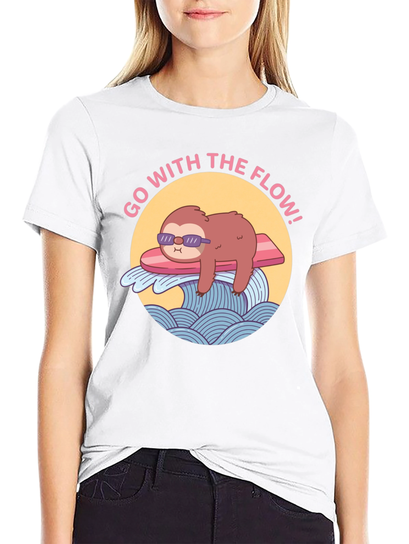 Go With The Flow Sloth Graphic Tee