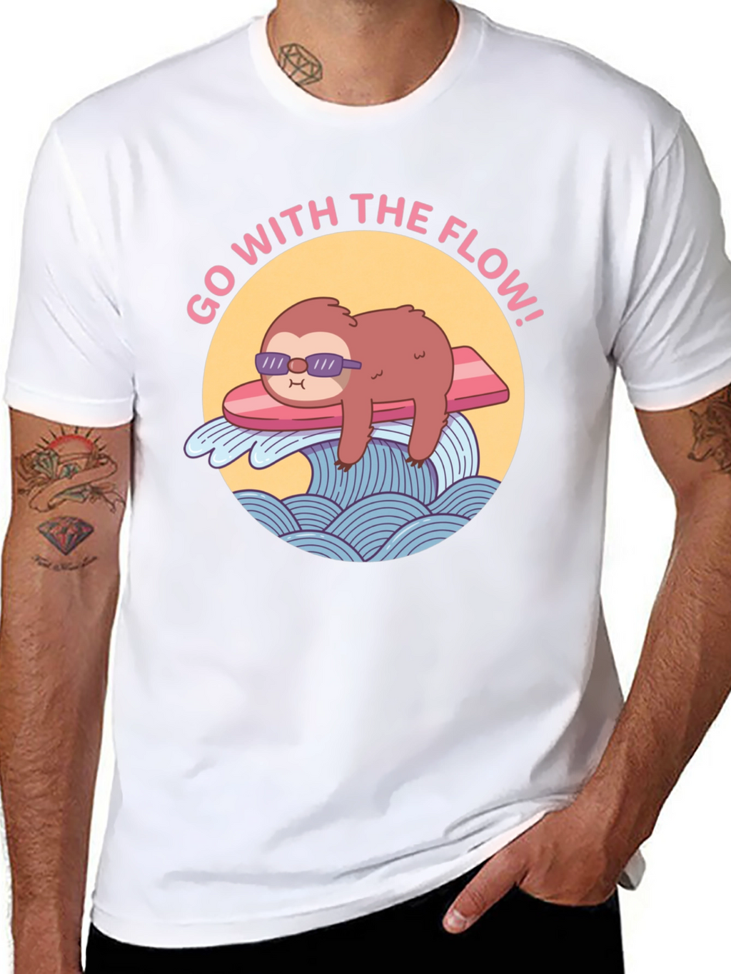 Go With The Flow Sloth Graphic Tee