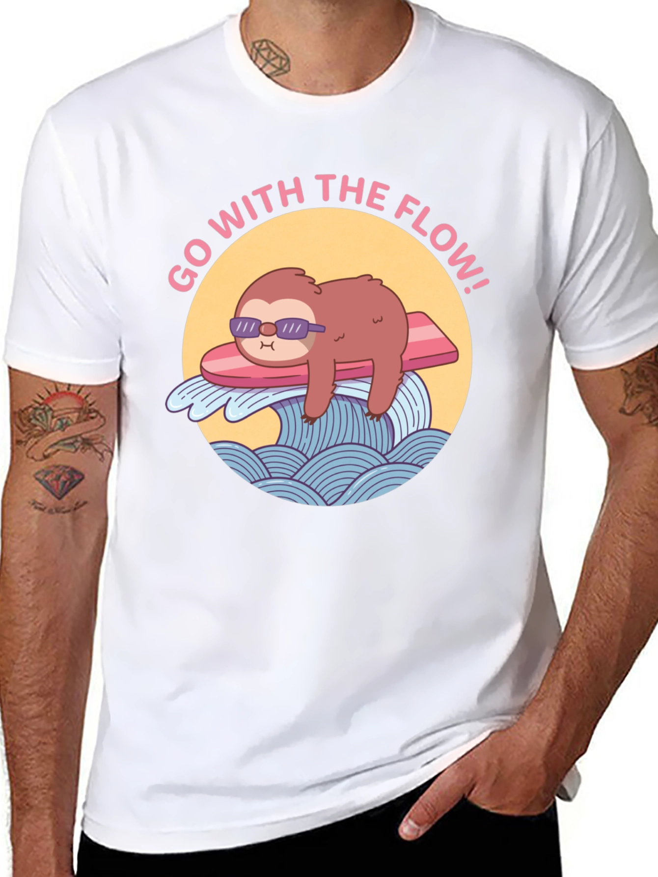 Go With The Flow Sloth Graphic Tee