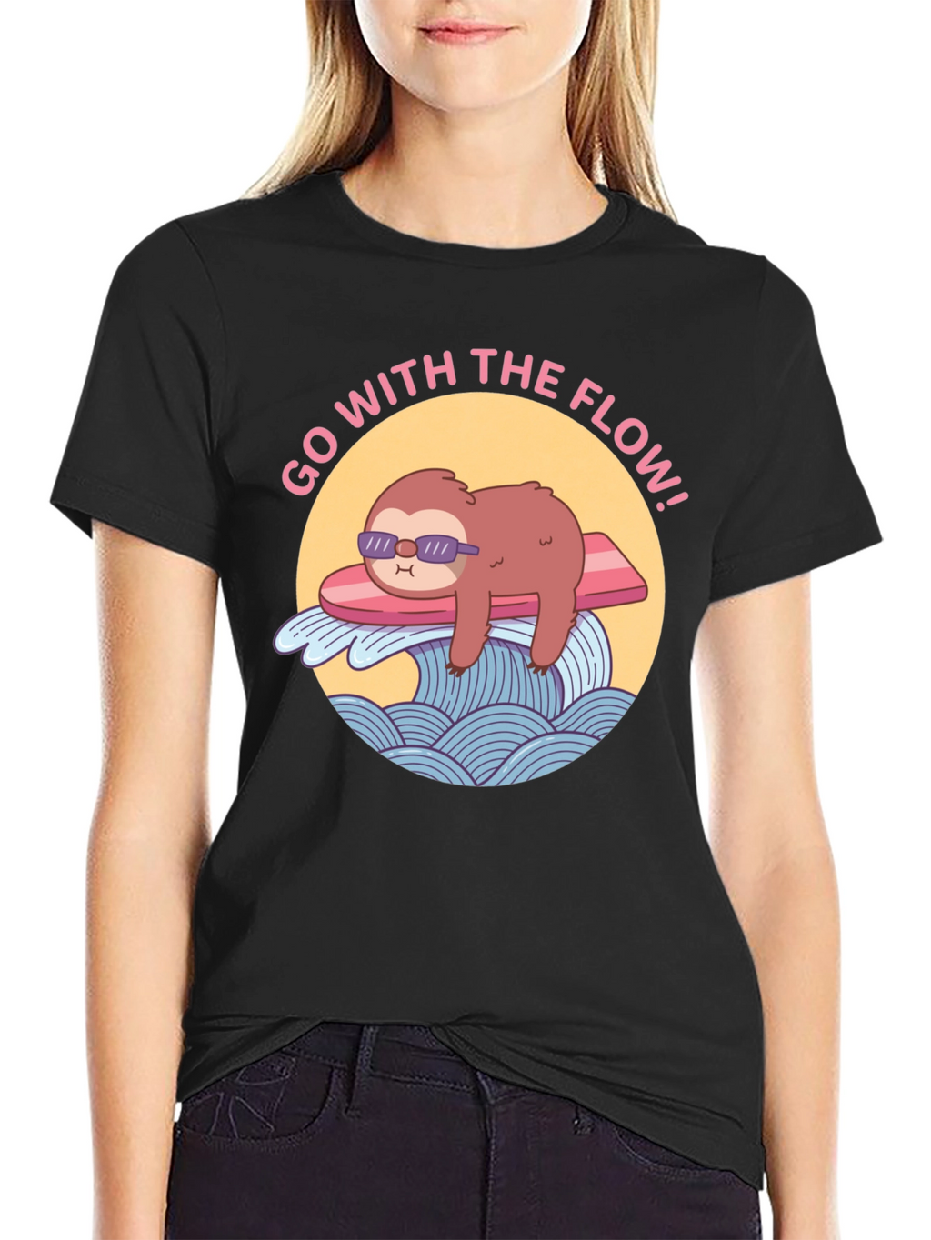 Go With The Flow Sloth Graphic Tee