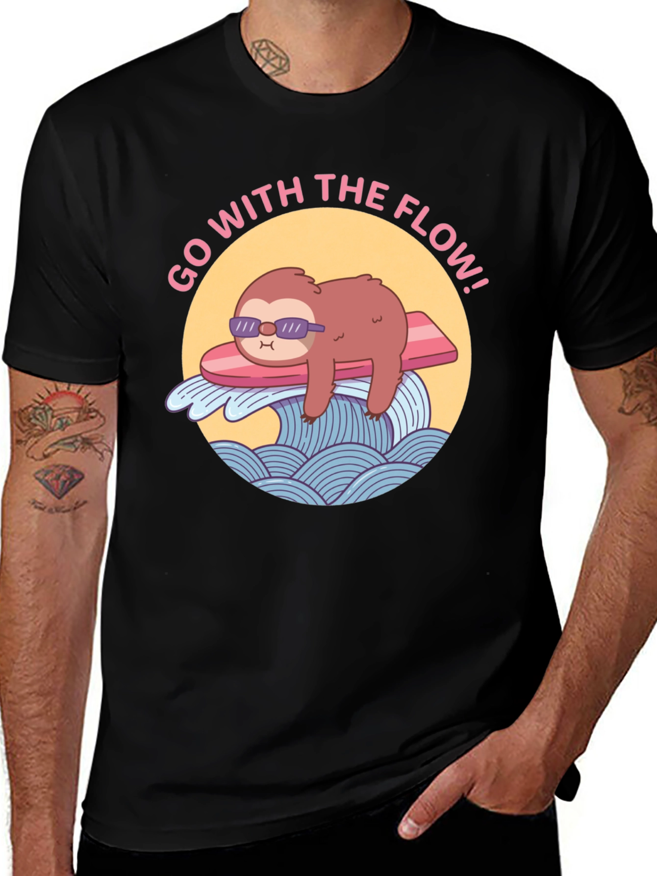 Go With The Flow Sloth Graphic Tee