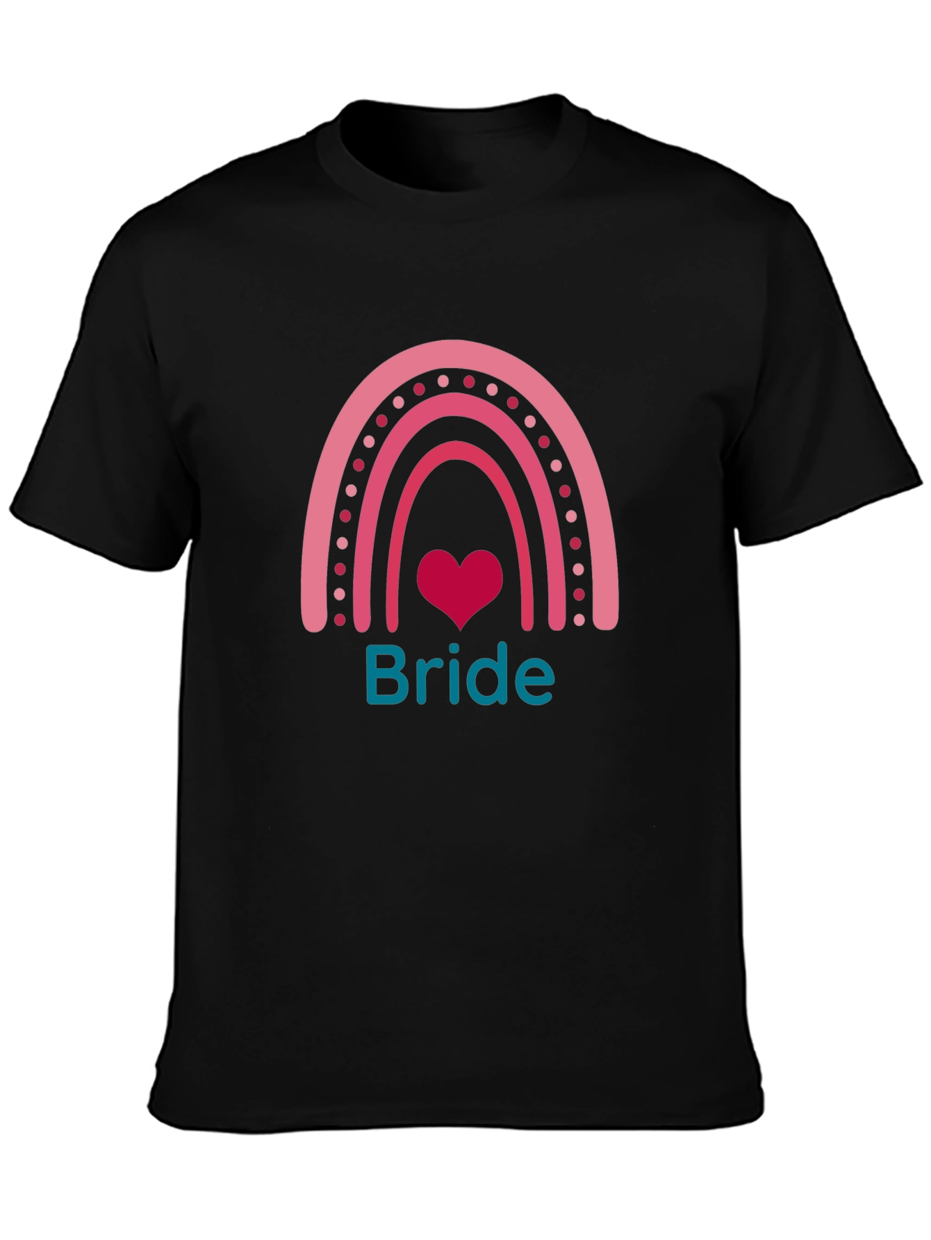 Bride Rainbow Heart Graphic Tee - Black T-Shirt