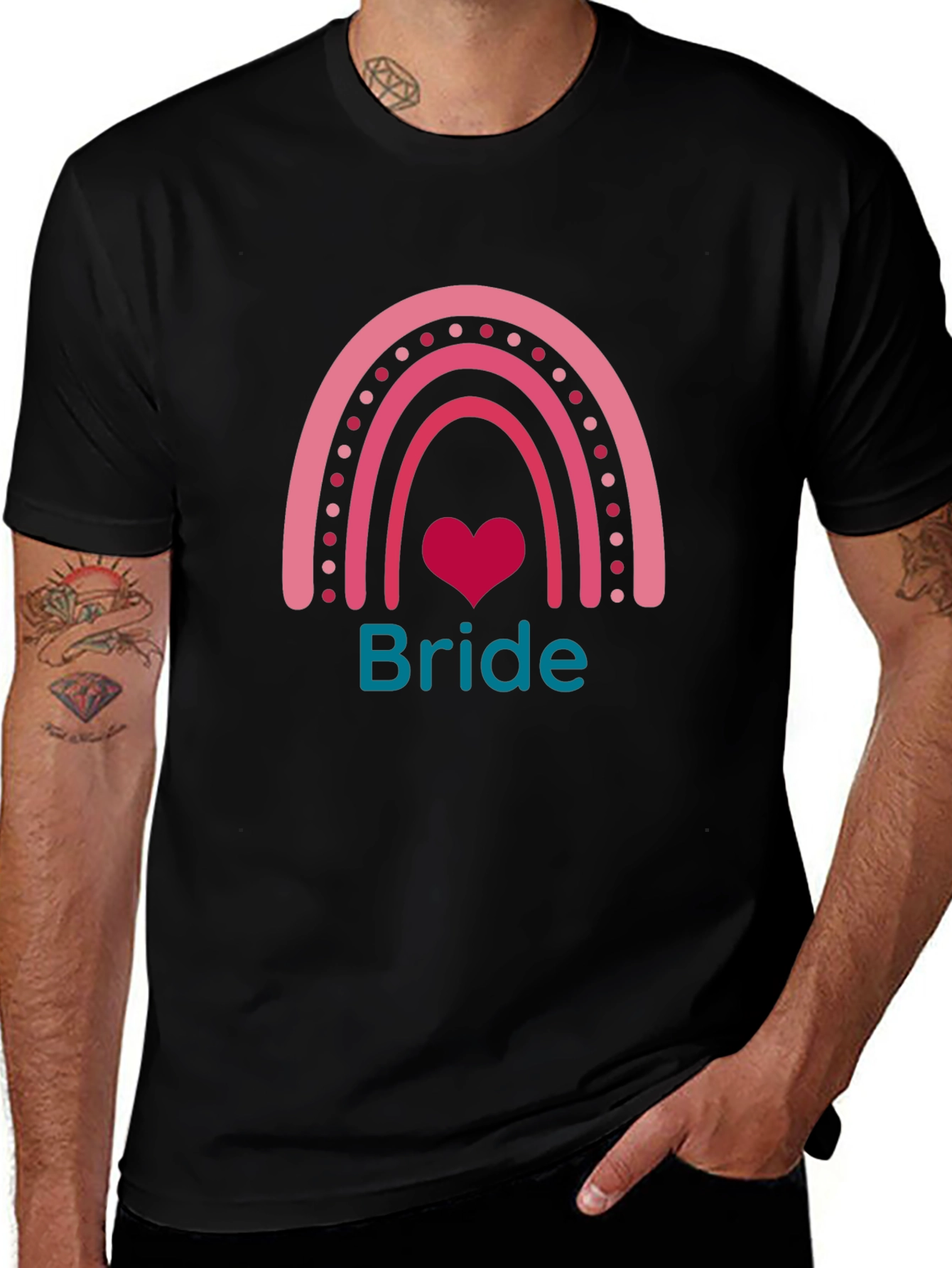 Bride Rainbow Heart Graphic Tee - Black T-Shirt