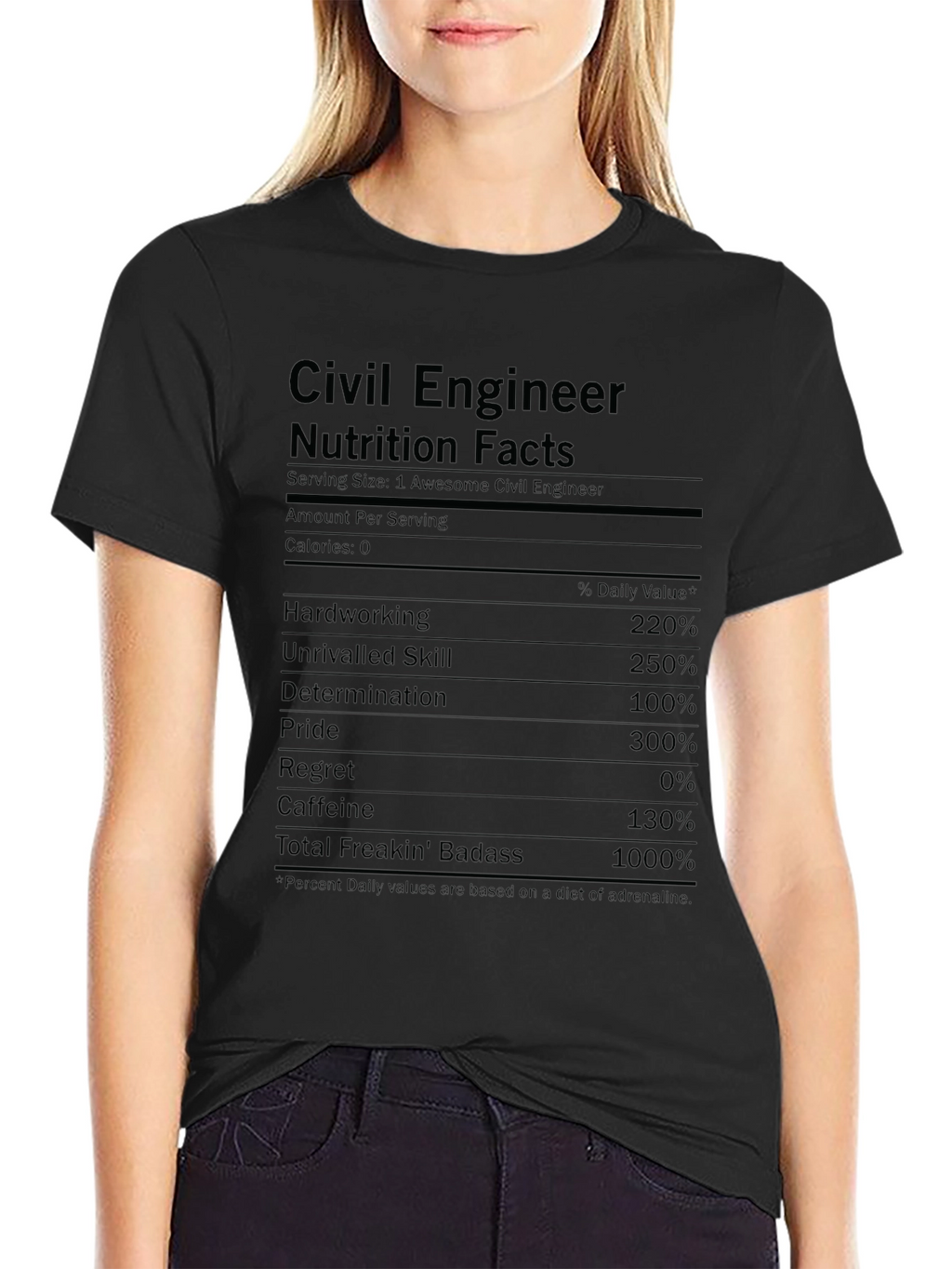 Civil Engineer Nutrition Facts Black T-Shirt