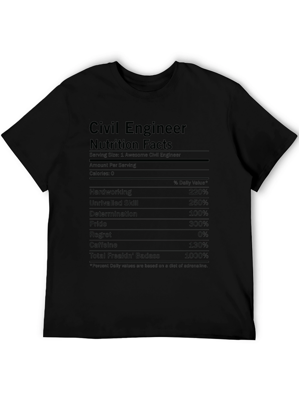 Civil Engineer Nutrition Facts Black T-Shirt
