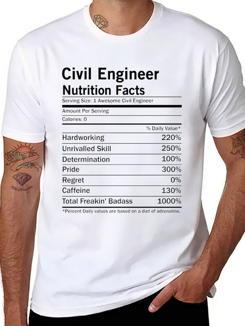 Civil Engineer Nutrition Facts Black T-Shirt