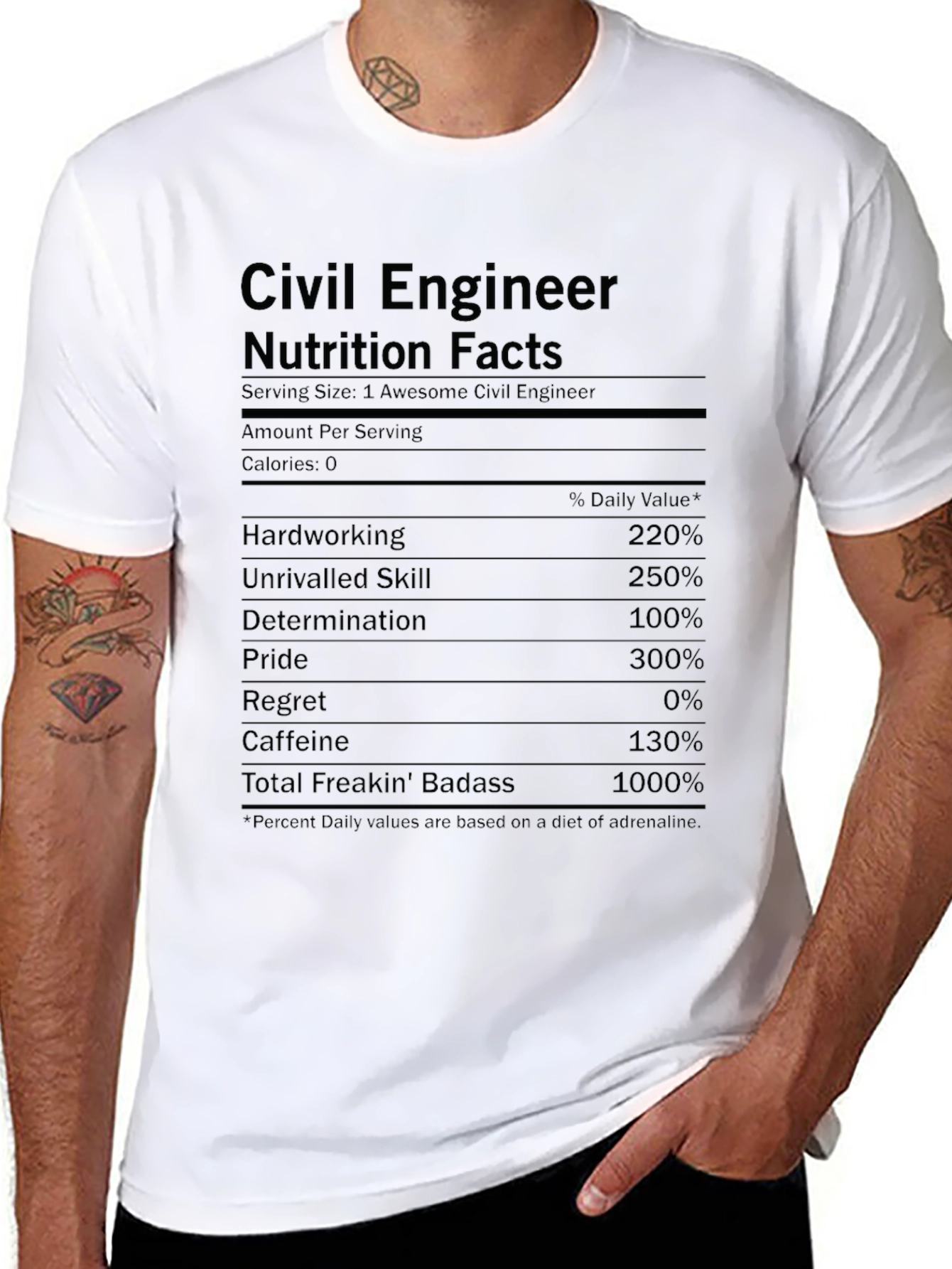Civil Engineer Nutrition Facts Black T-Shirt