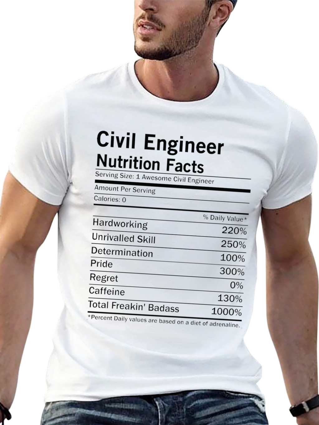 Civil Engineer Nutrition Facts Black T-Shirt