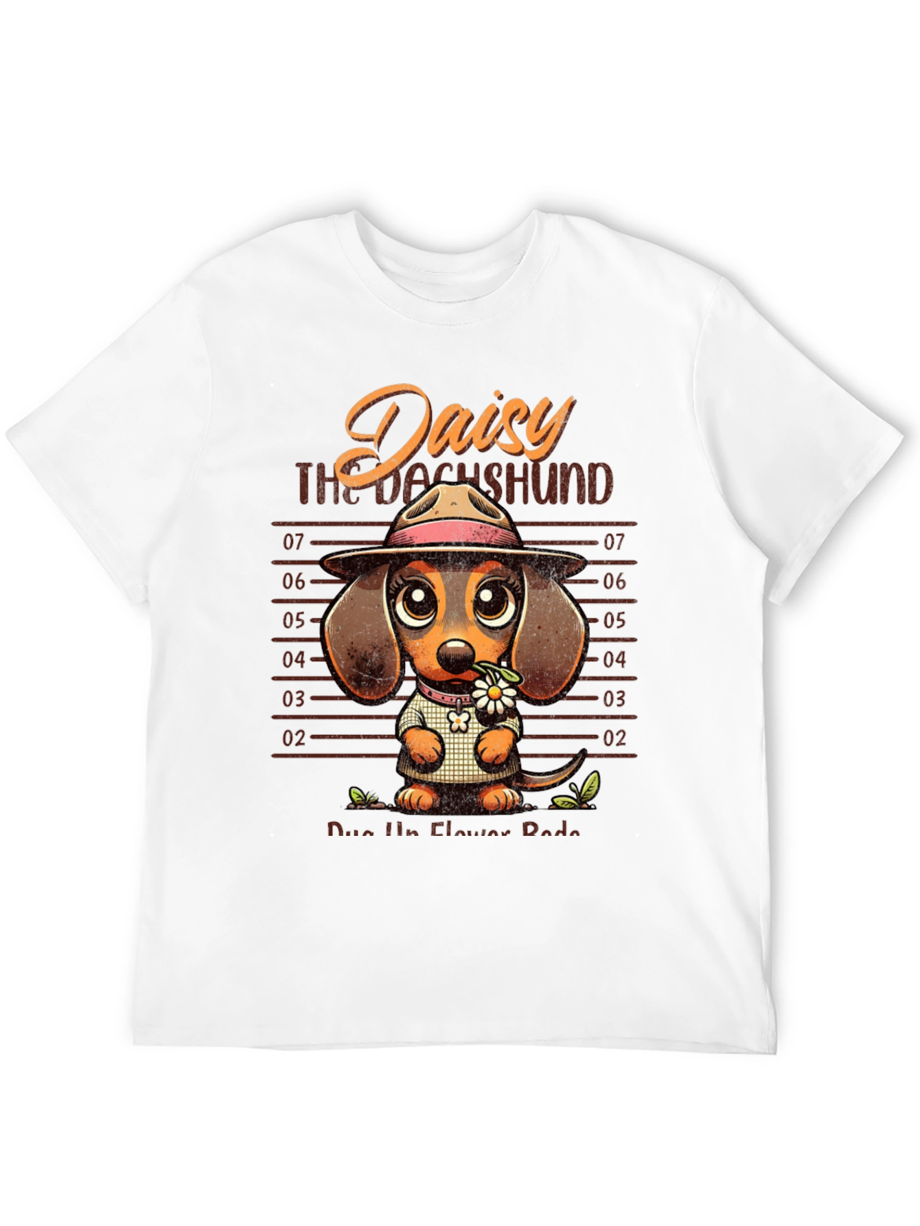 Dachshund Daisy Mugshot Graphic T-Shirt