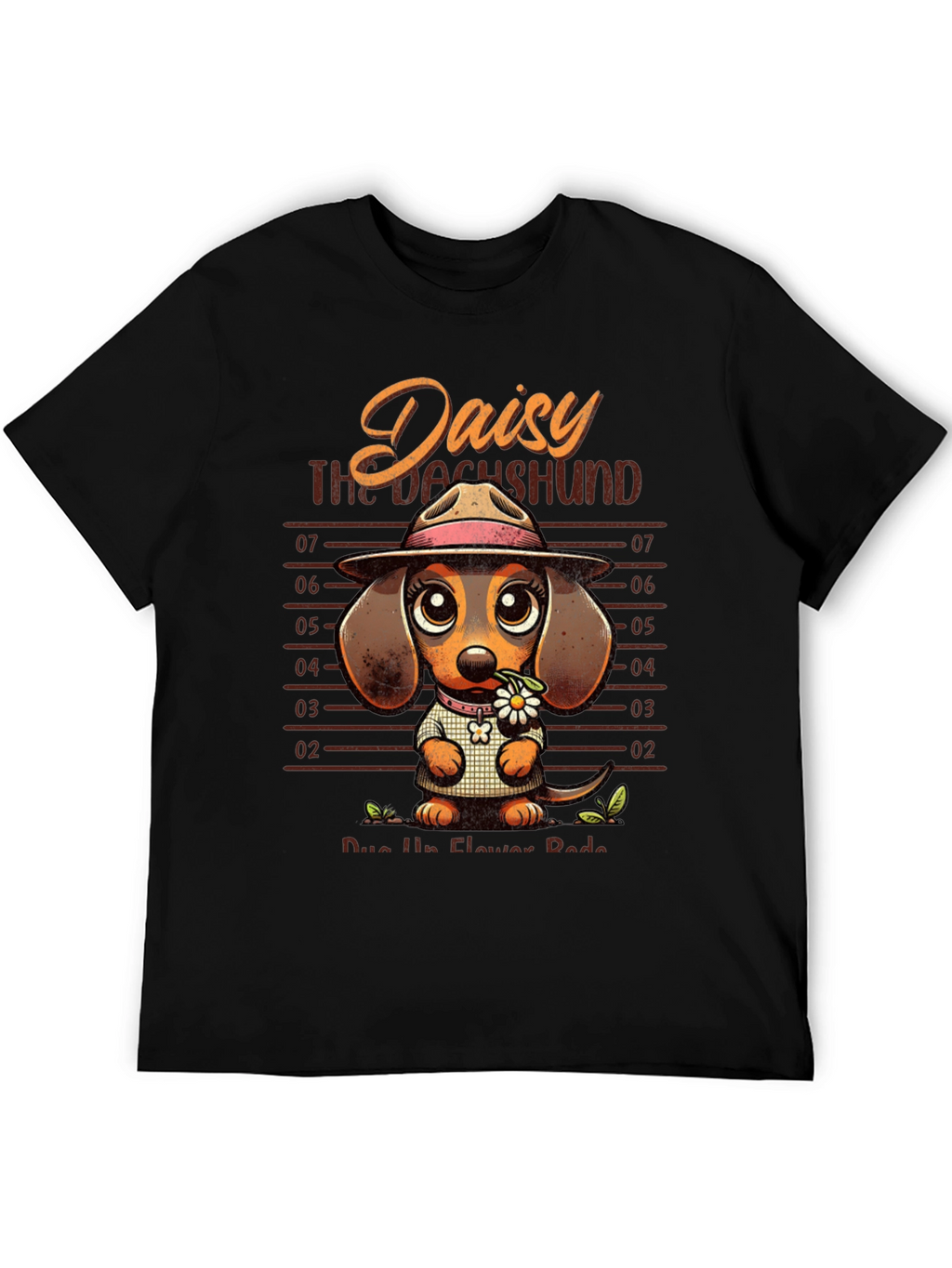 Dachshund Daisy Mugshot Graphic T-Shirt