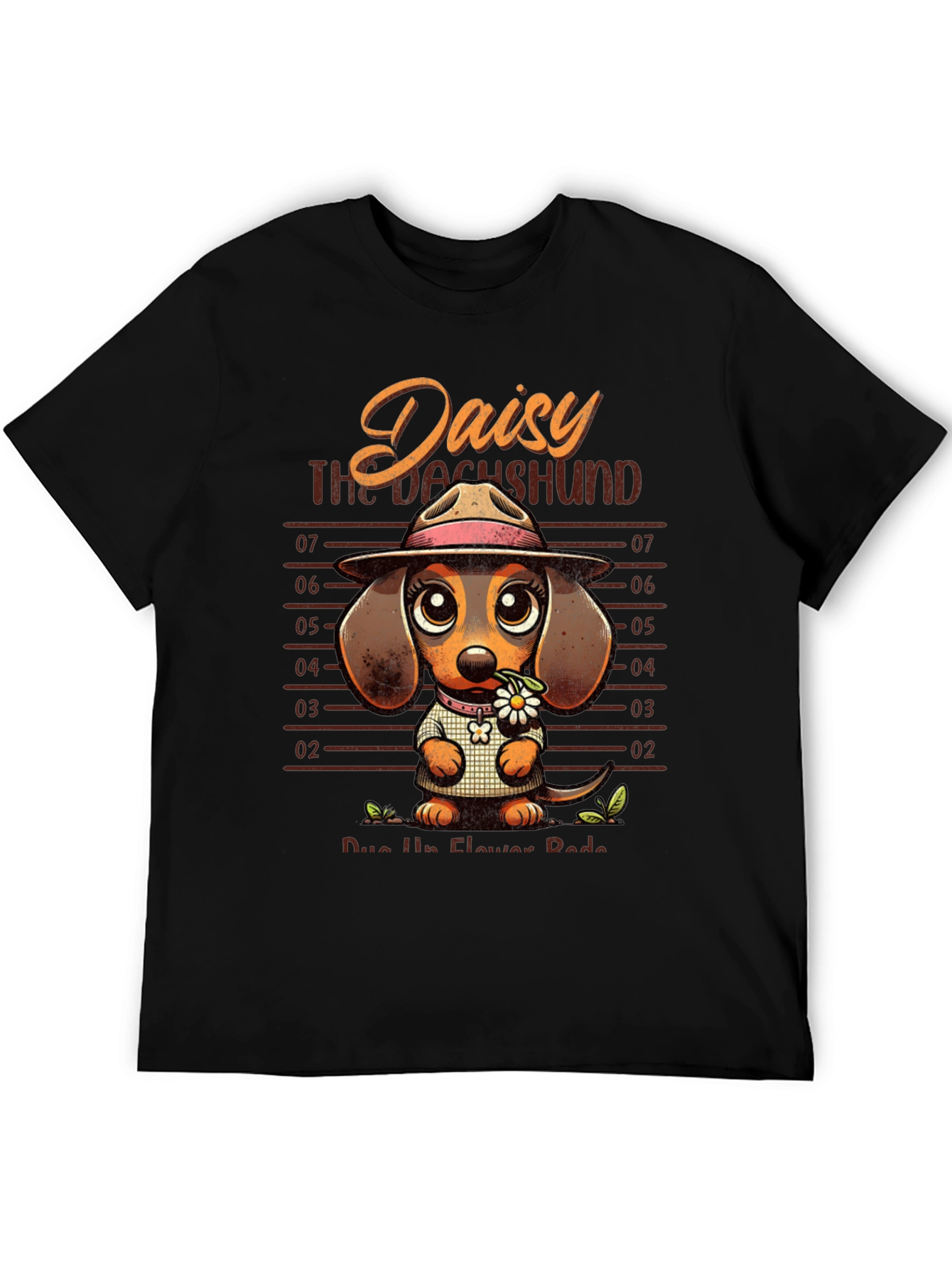 Dachshund Daisy Mugshot Graphic T-Shirt