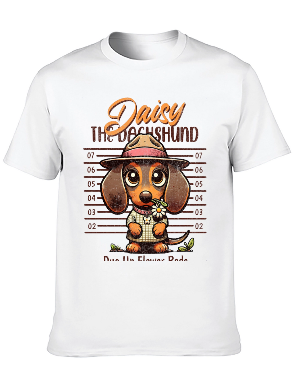 Dachshund Daisy Mugshot Graphic T-Shirt