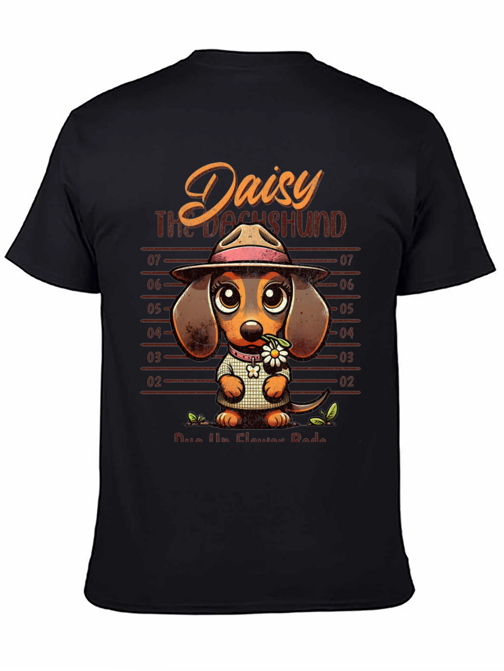Dachshund Daisy Mugshot Graphic T-Shirt