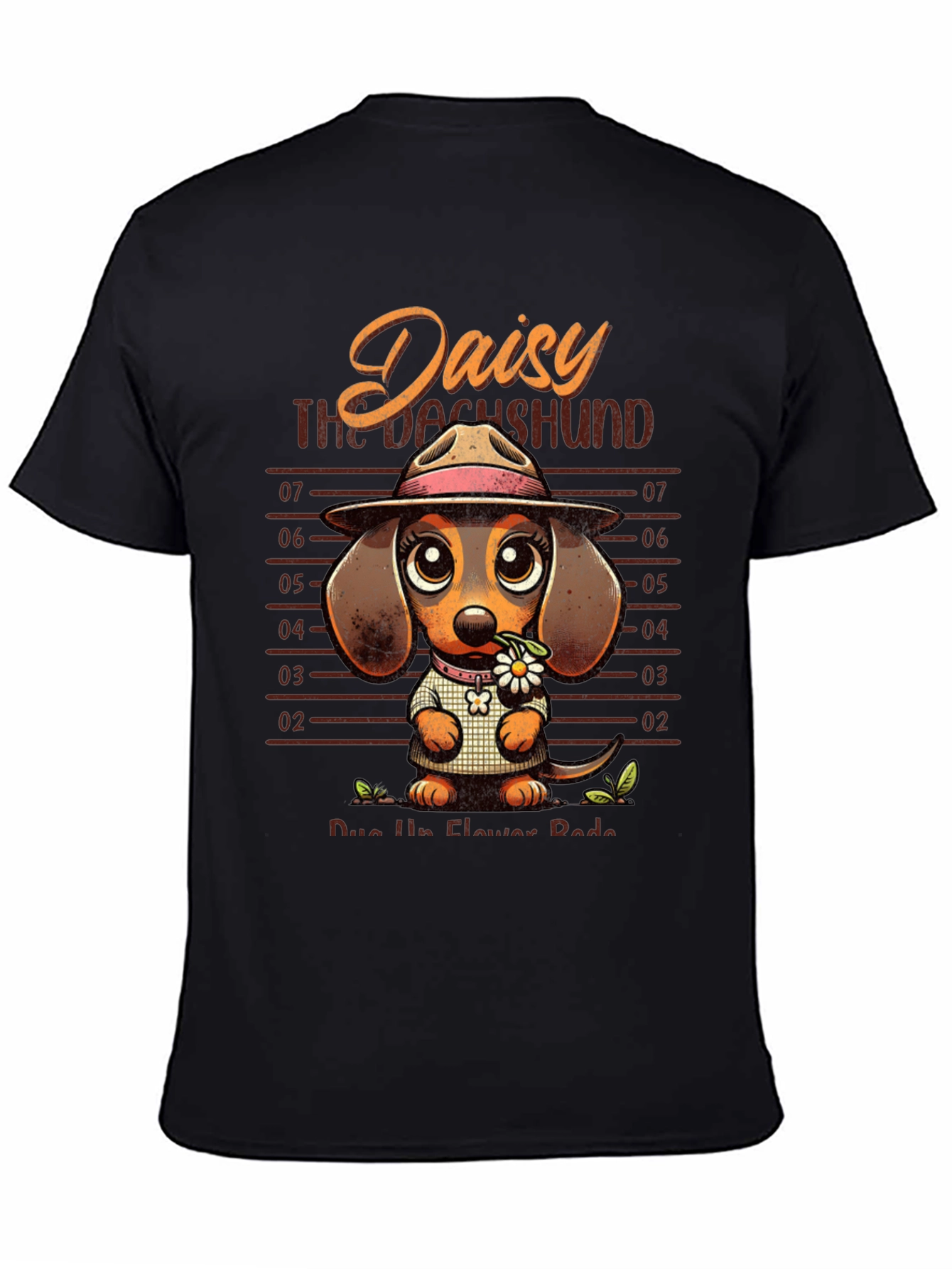 Dachshund Daisy Mugshot Graphic T-Shirt