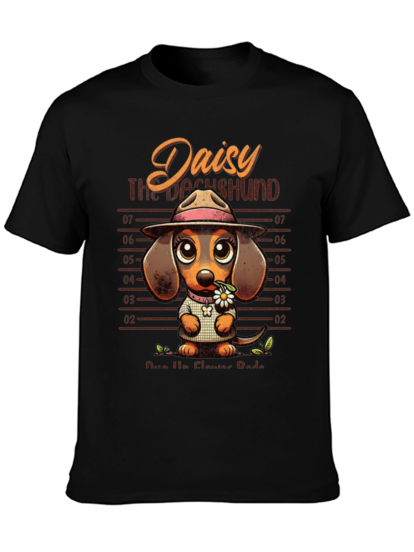 Dachshund Daisy Mugshot Graphic T-Shirt