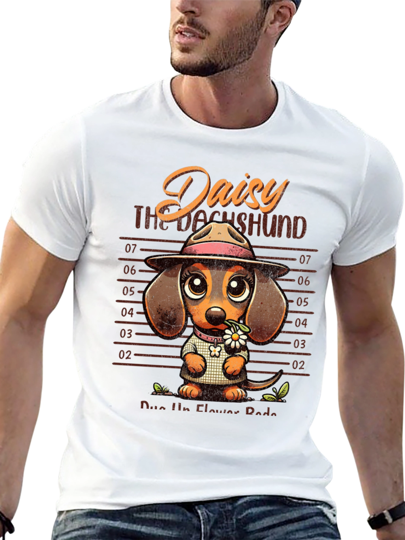 Dachshund Daisy Mugshot Graphic T-Shirt