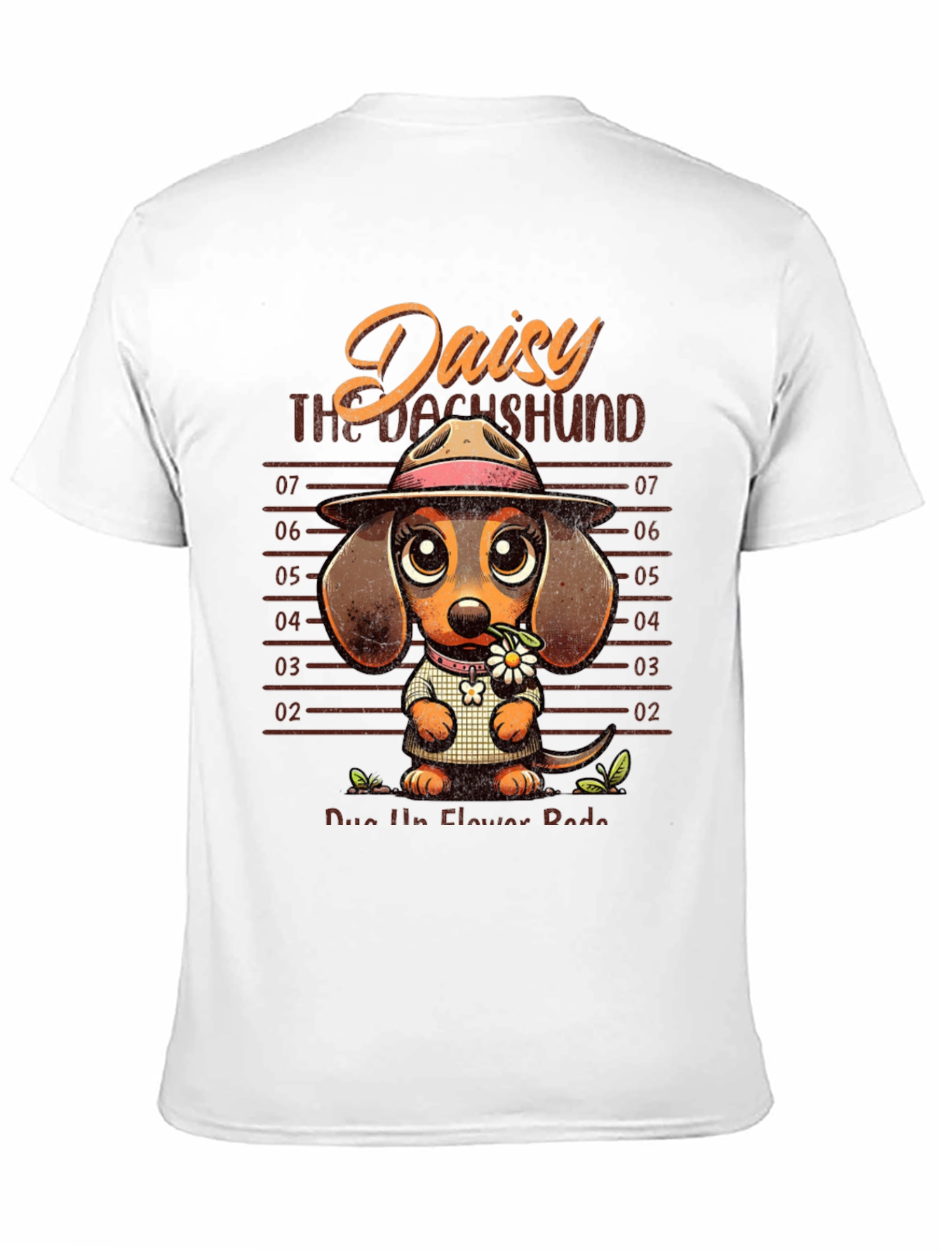 Dachshund Daisy Mugshot Graphic T-Shirt