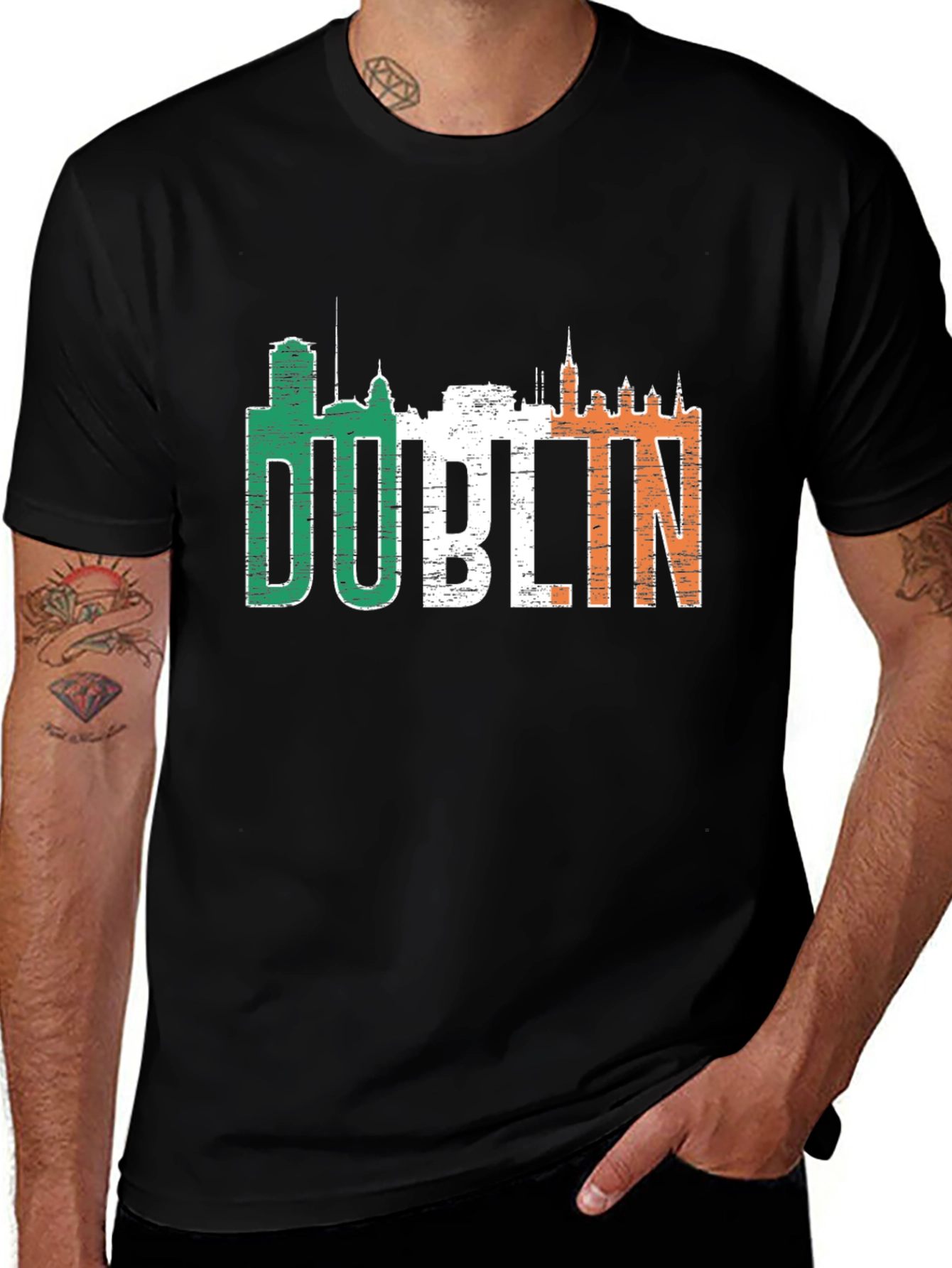 Dublin Ireland Flag T-Shirt - City Skyline Tee