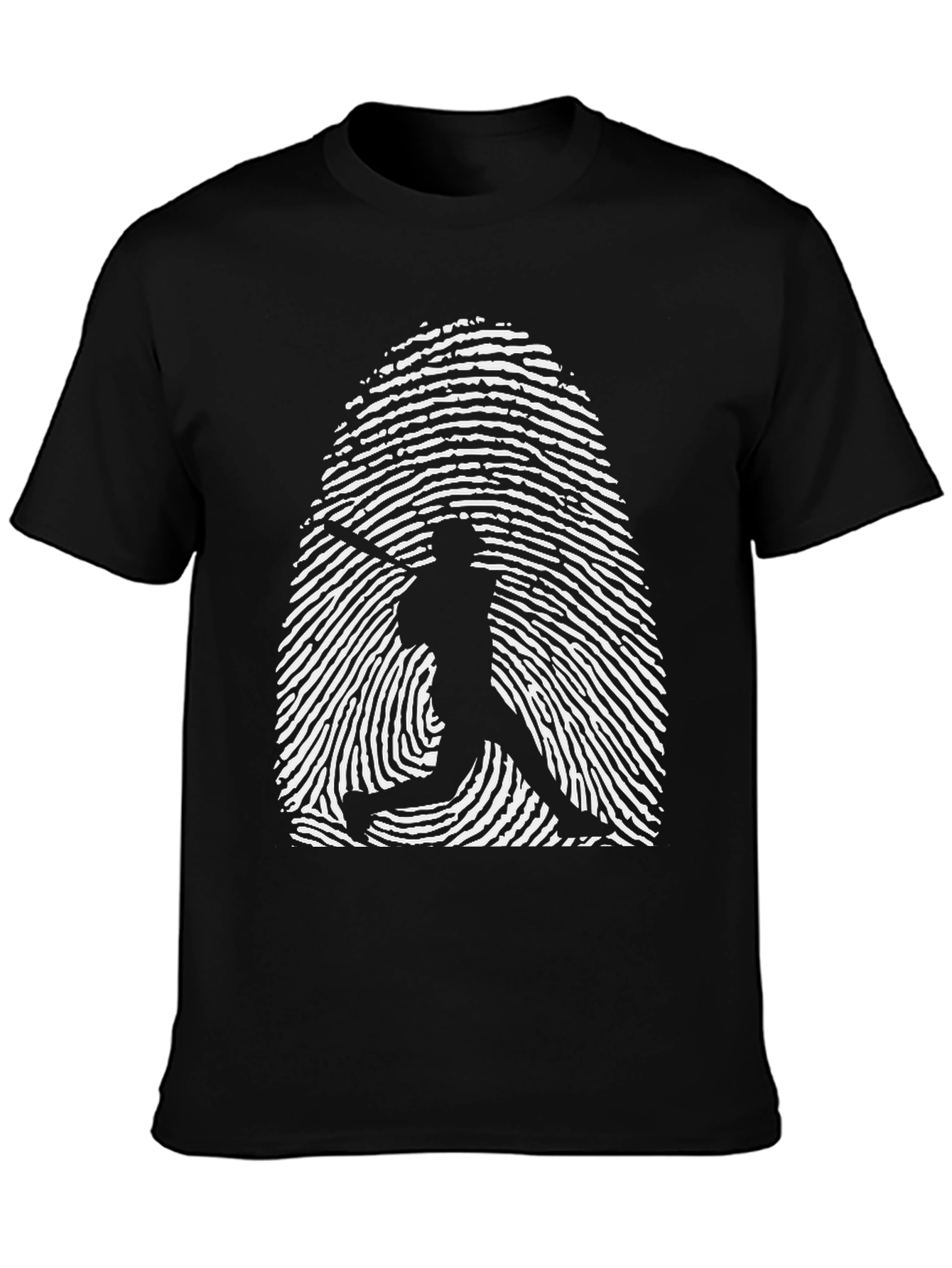 Baseball Fingerprint Graphic Tee - Black