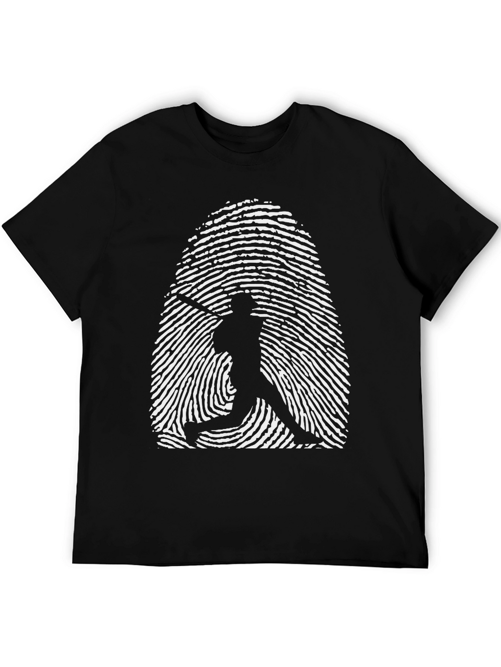 Baseball Fingerprint Graphic Tee - Black