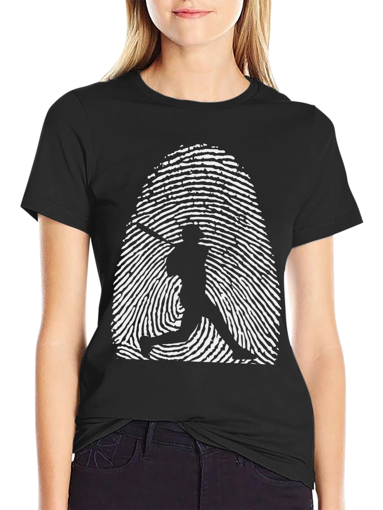 Baseball Fingerprint Graphic Tee - Black