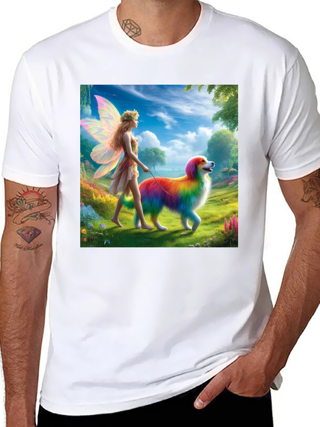Fairy & Rainbow Dog Graphic Tee