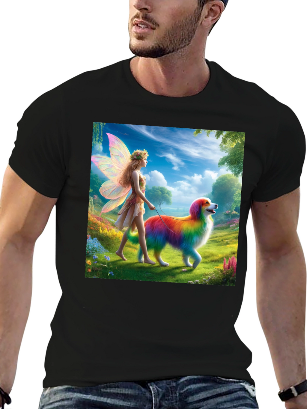 Fairy & Rainbow Dog Graphic Tee