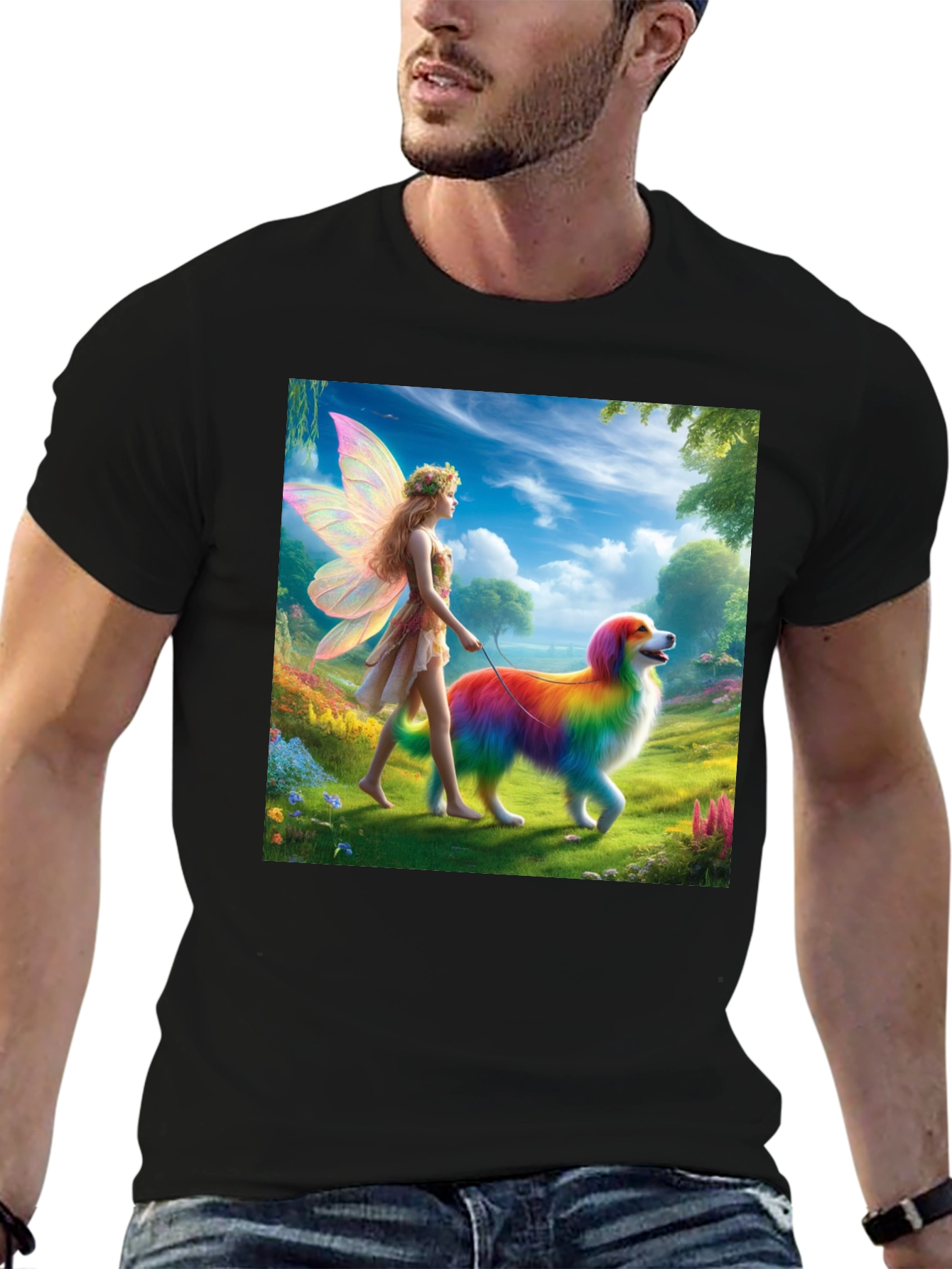 Fairy & Rainbow Dog Graphic Tee