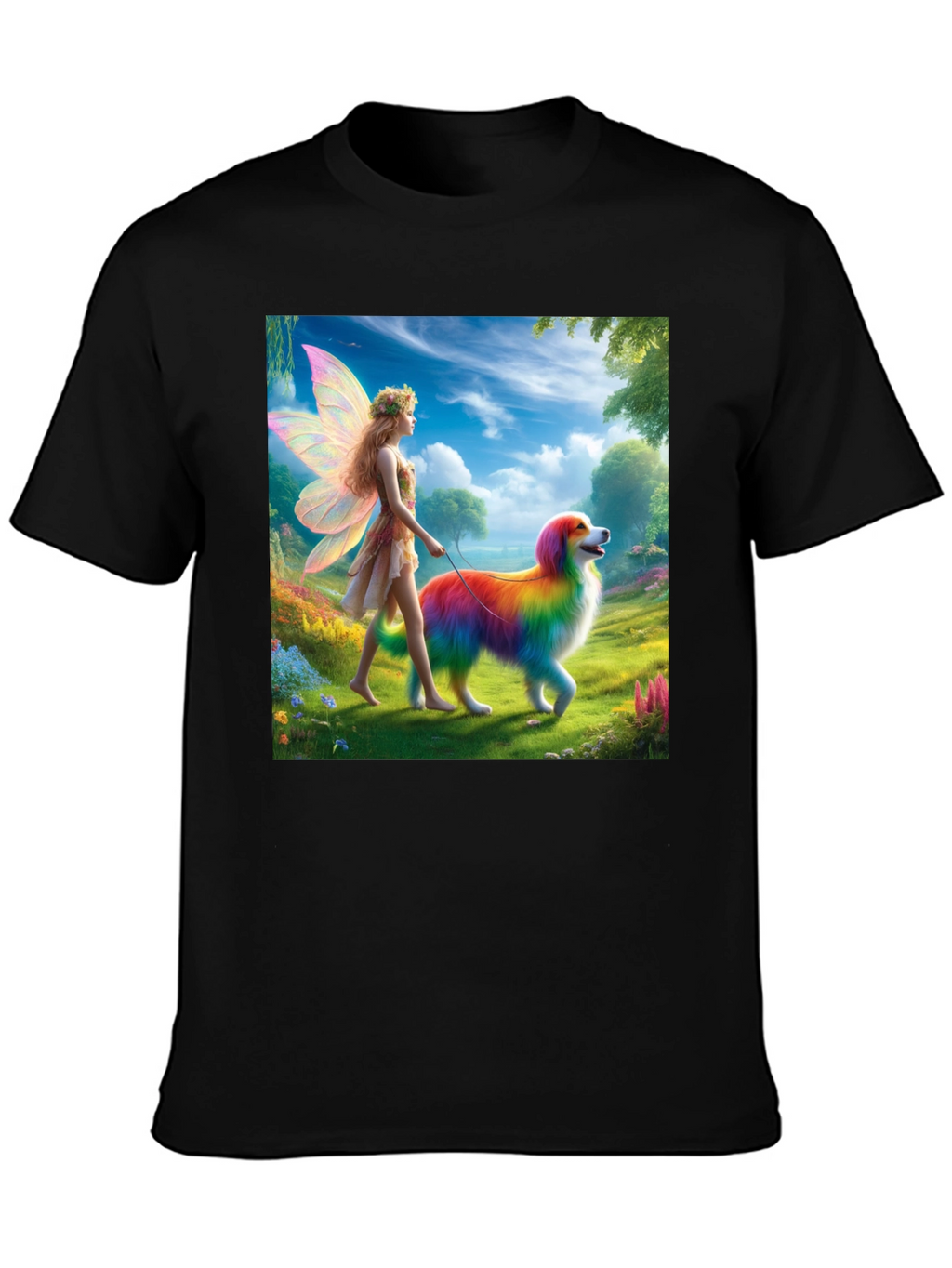 Fairy & Rainbow Dog Graphic Tee