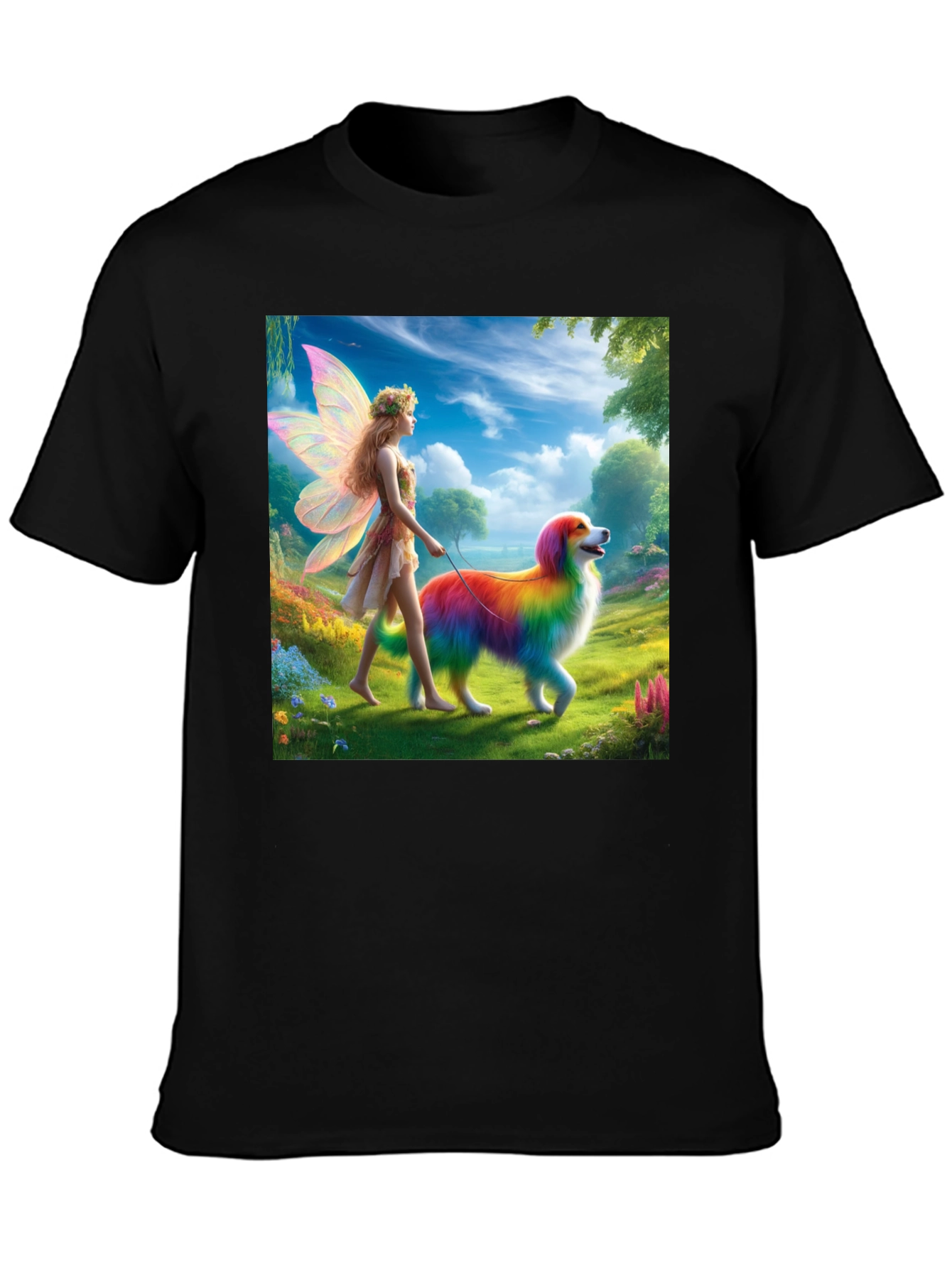 Fairy & Rainbow Dog Graphic Tee