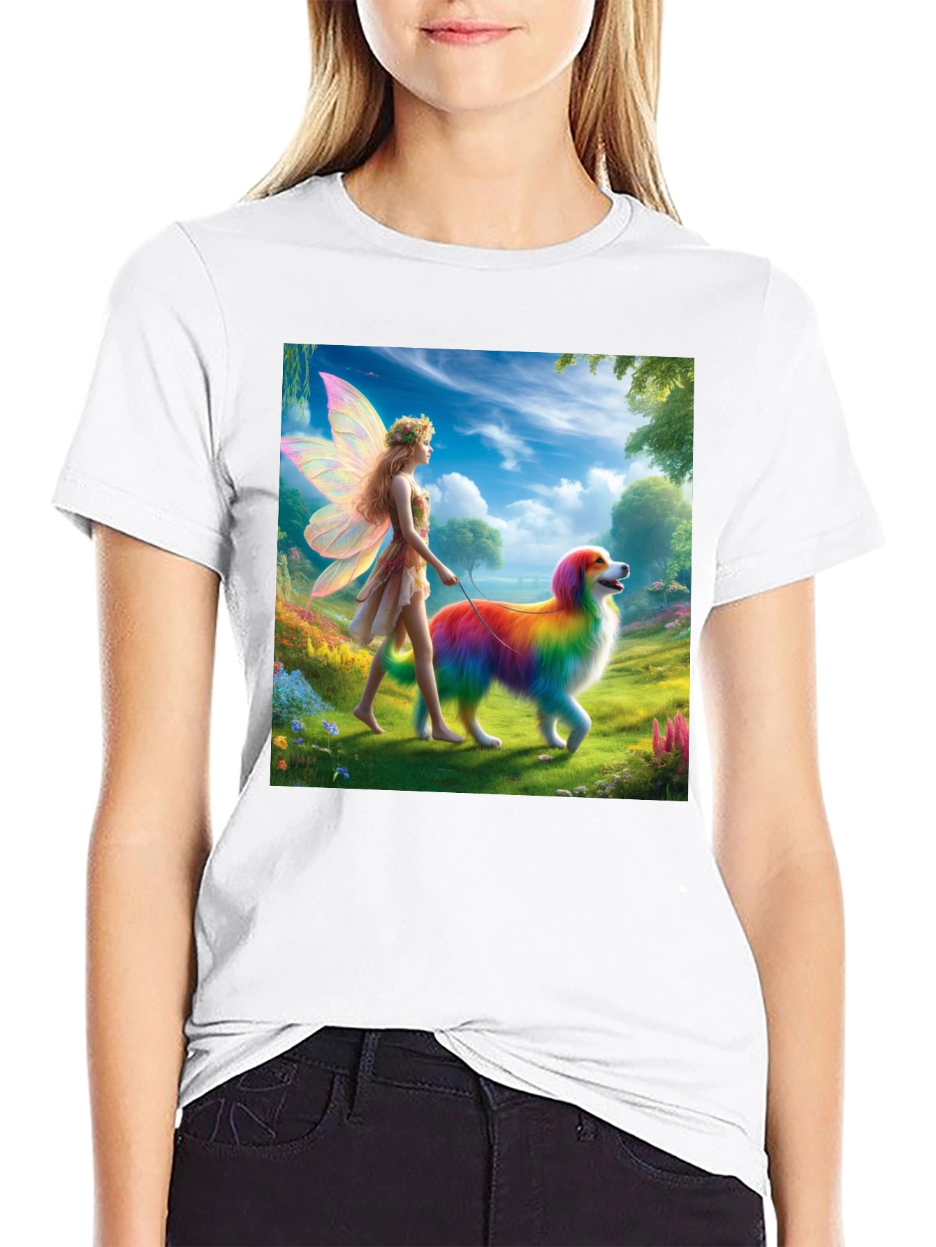 Fairy & Rainbow Dog Graphic Tee