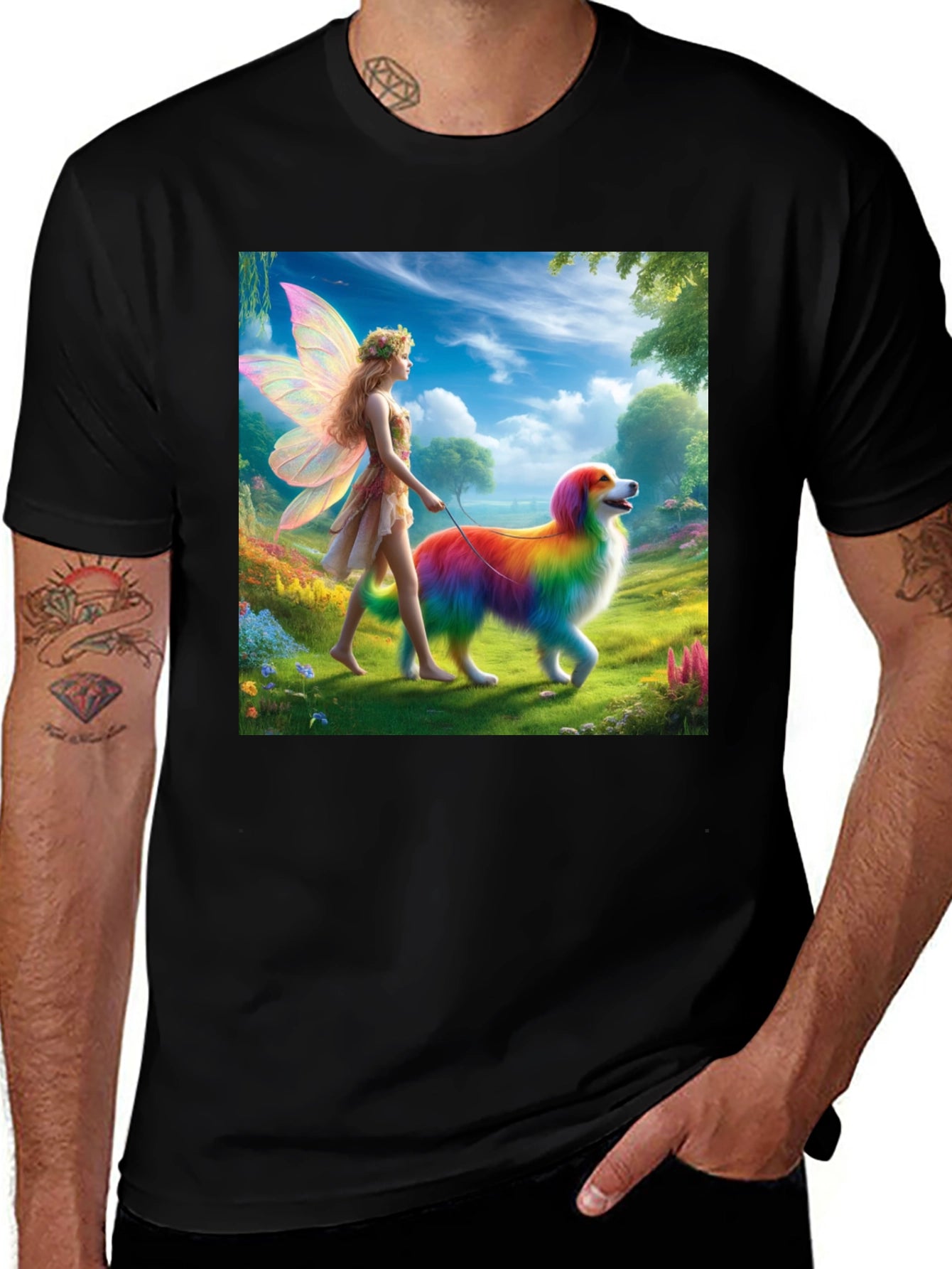 Fairy & Rainbow Dog Graphic Tee