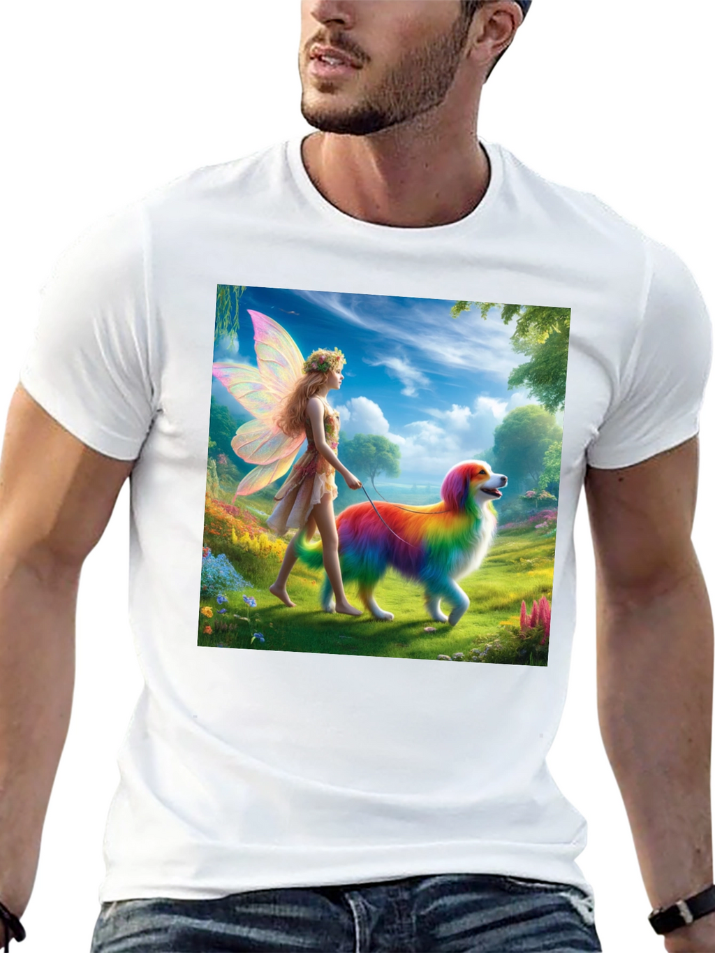 Fairy & Rainbow Dog Graphic Tee