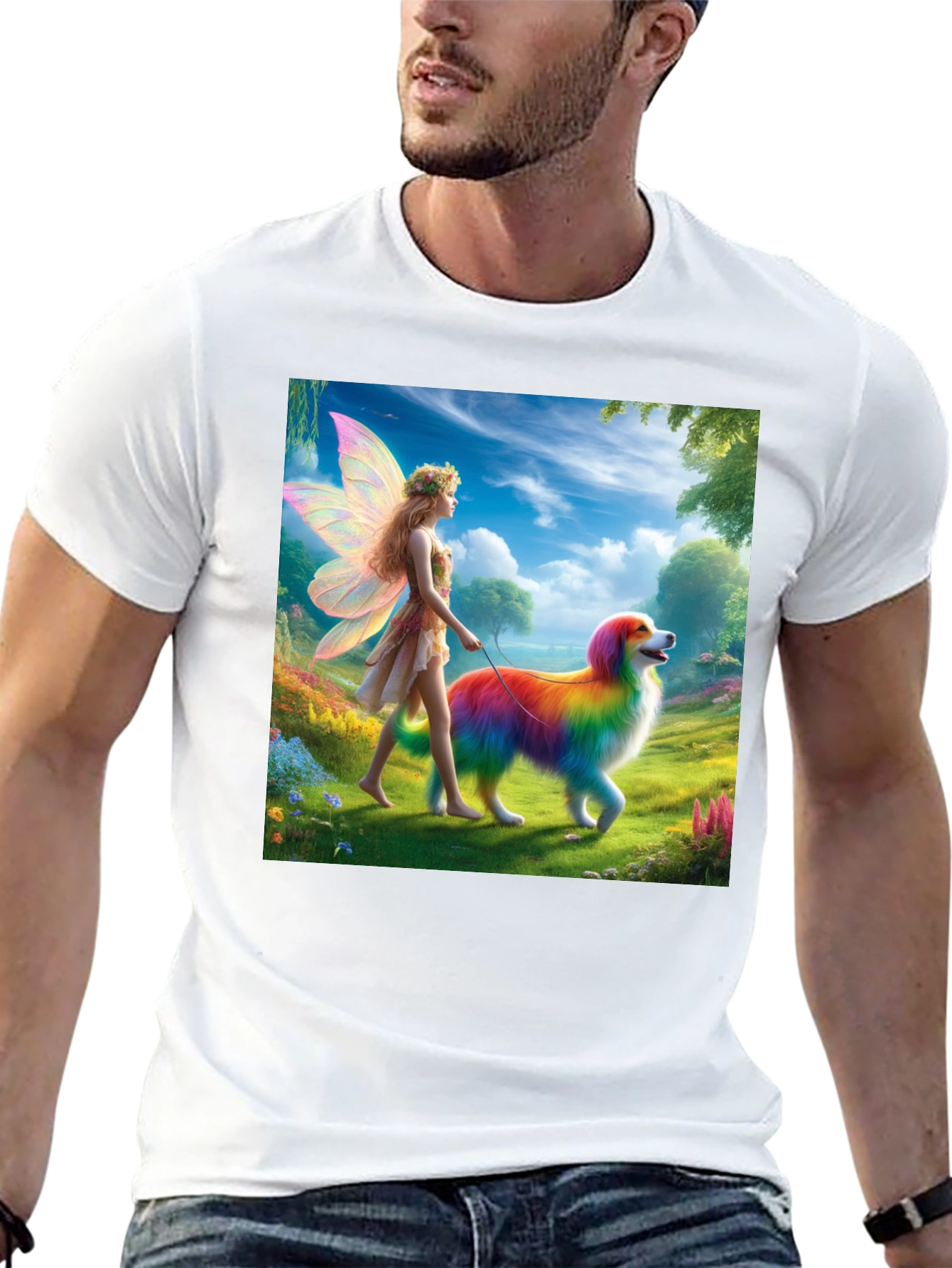 Fairy & Rainbow Dog Graphic Tee