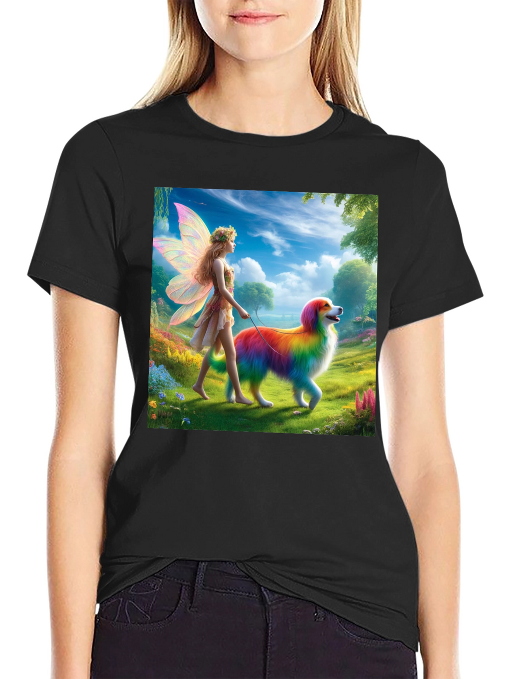Fairy & Rainbow Dog Graphic Tee