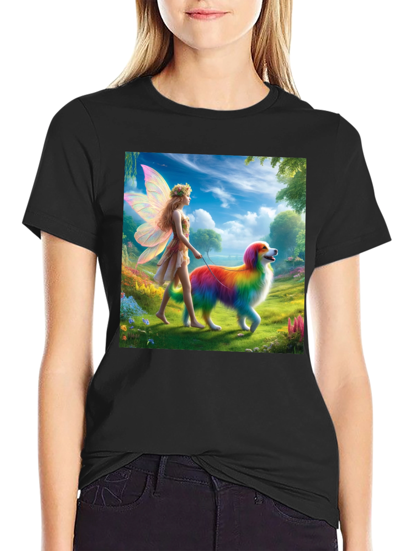 Fairy & Rainbow Dog Graphic Tee