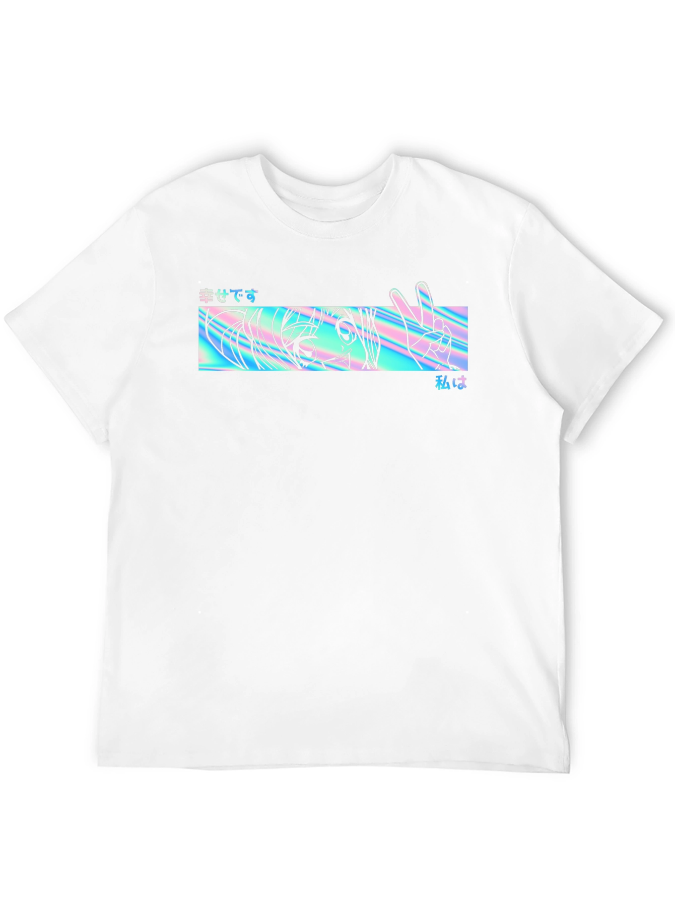 Anime Holographic Graphic Tee - Black