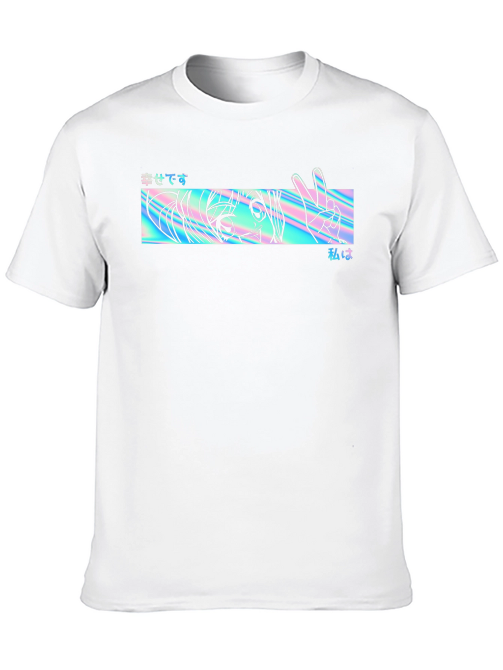 Anime Holographic Graphic Tee - Black