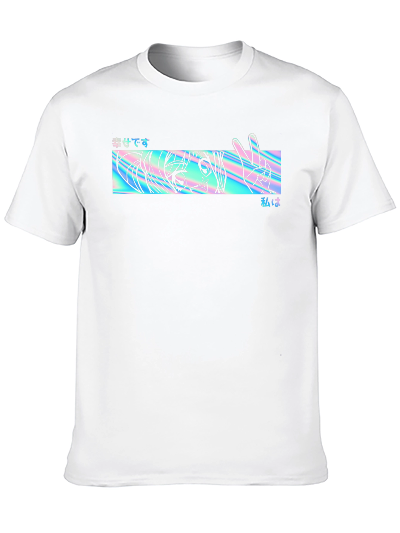 Anime Holographic Graphic Tee - Black