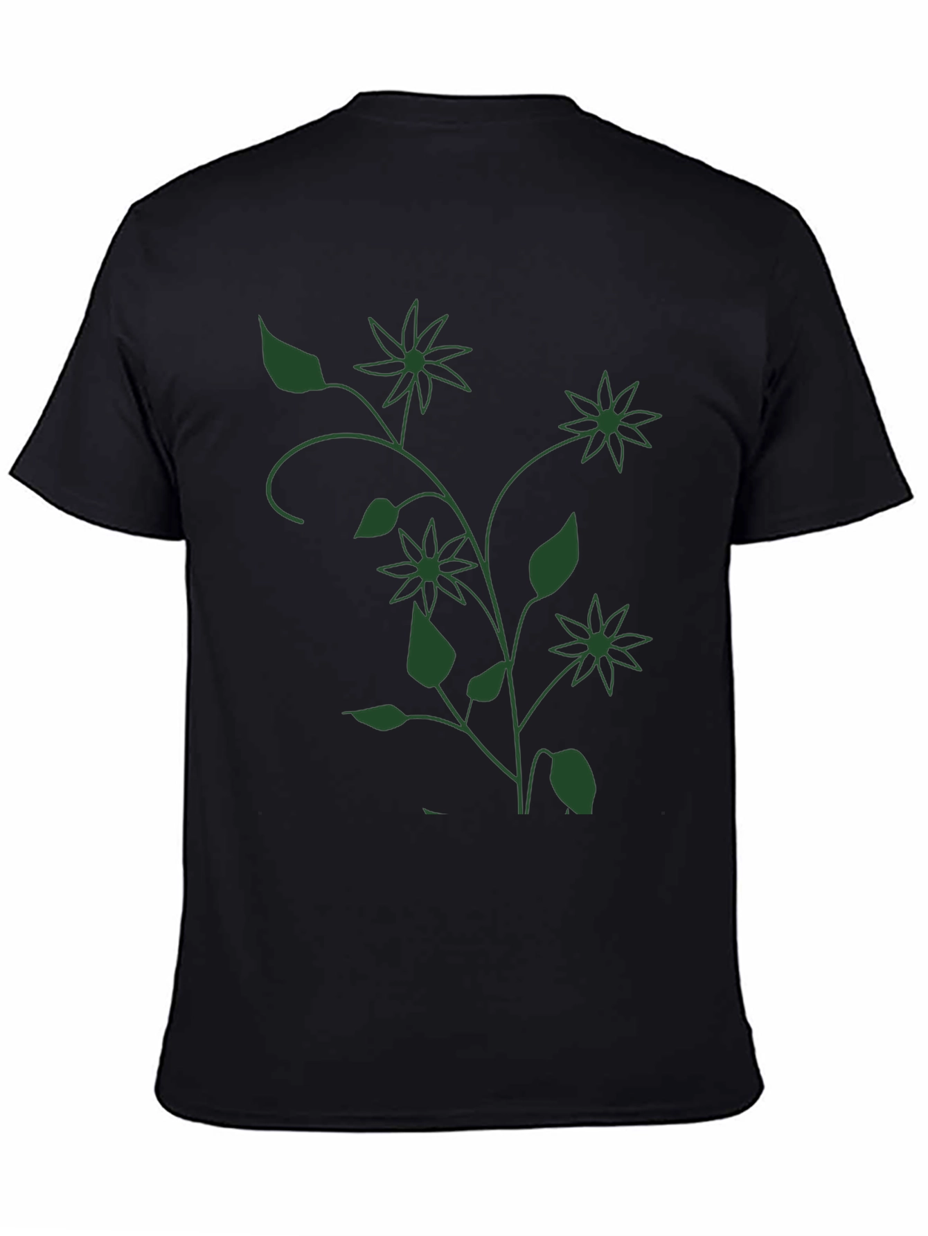 Floral Vine Graphic Black T-Shirt