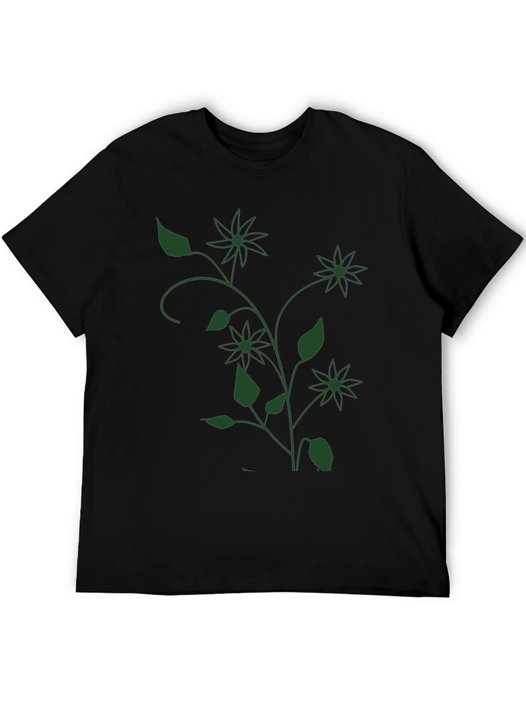 Floral Vine Graphic Black T-Shirt