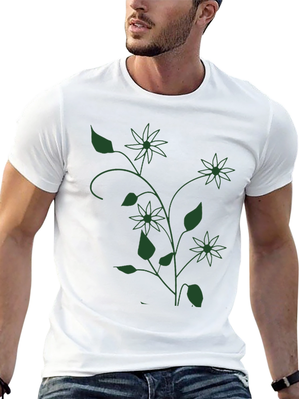 Floral Vine Graphic Black T-Shirt