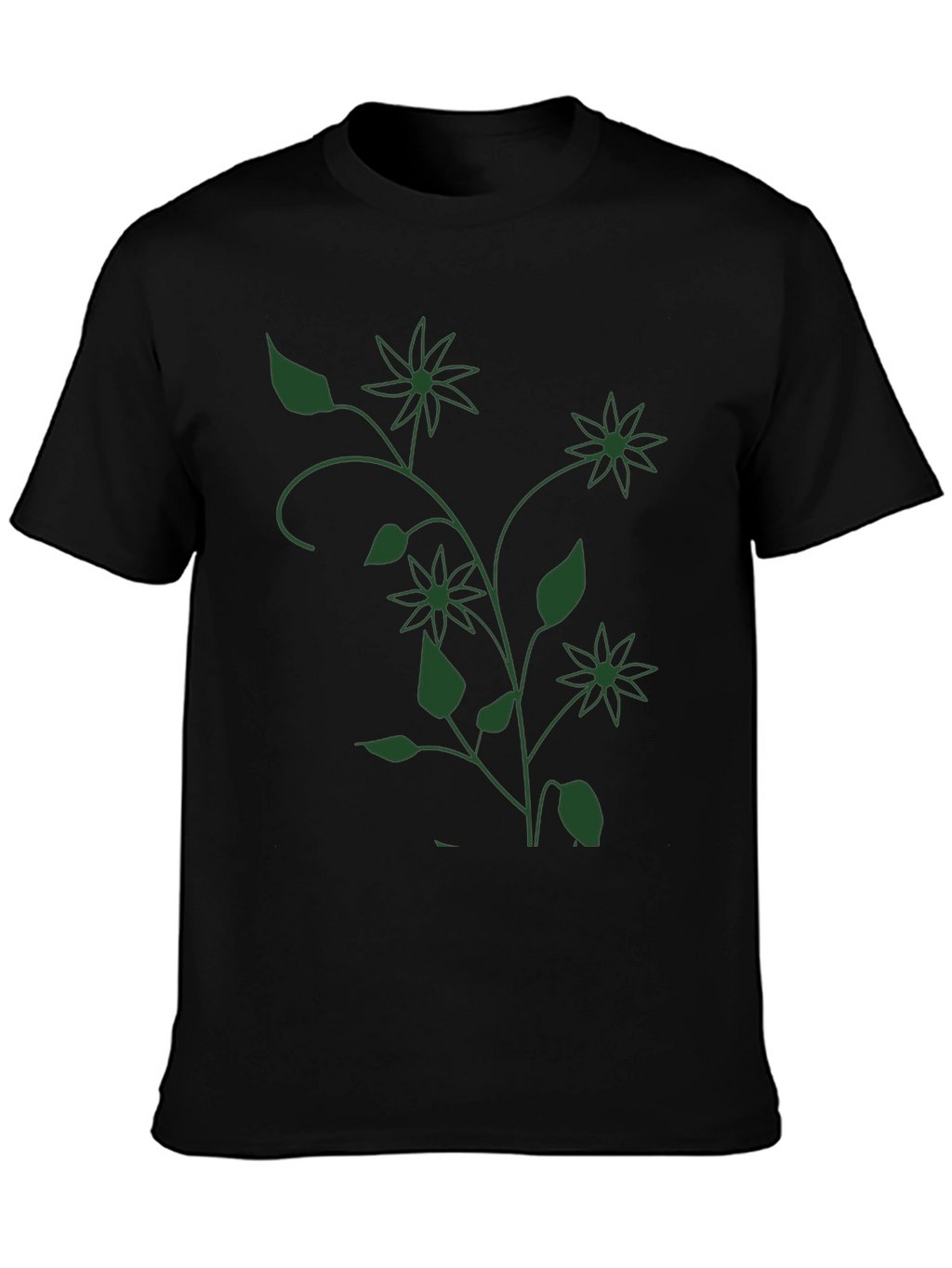 Floral Vine Graphic Black T-Shirt